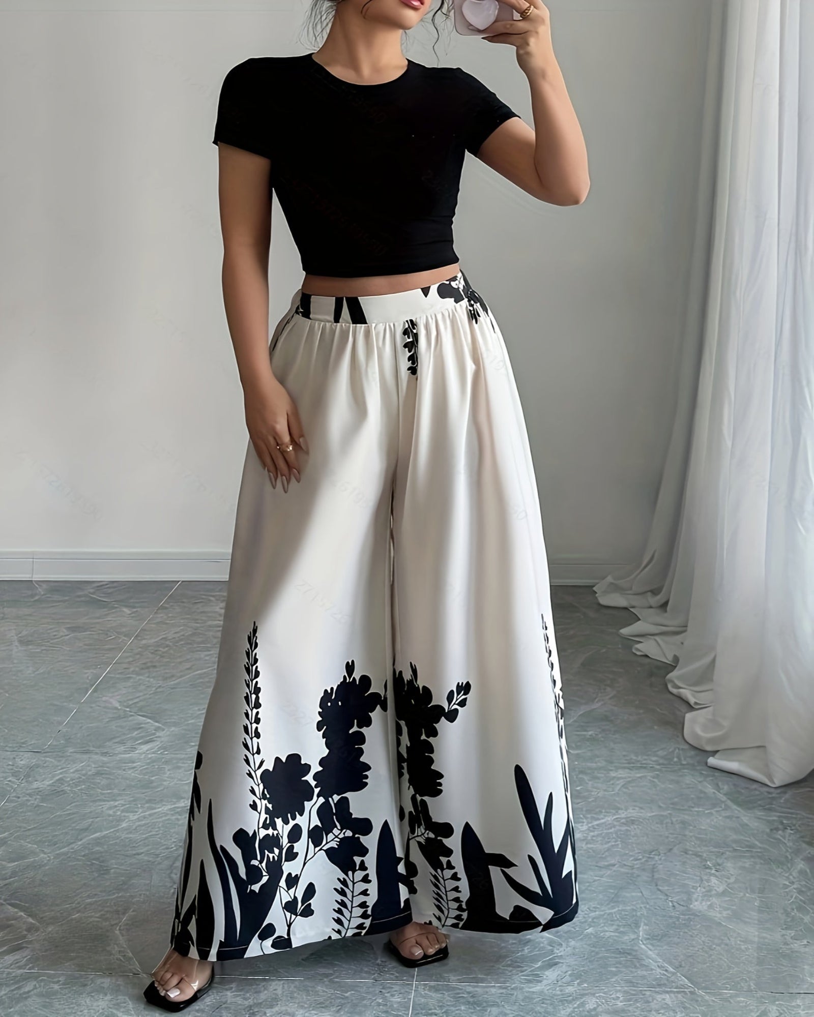 Evania – Boho Wide - Leg Geometric Trousers - Trouser - Boho Style