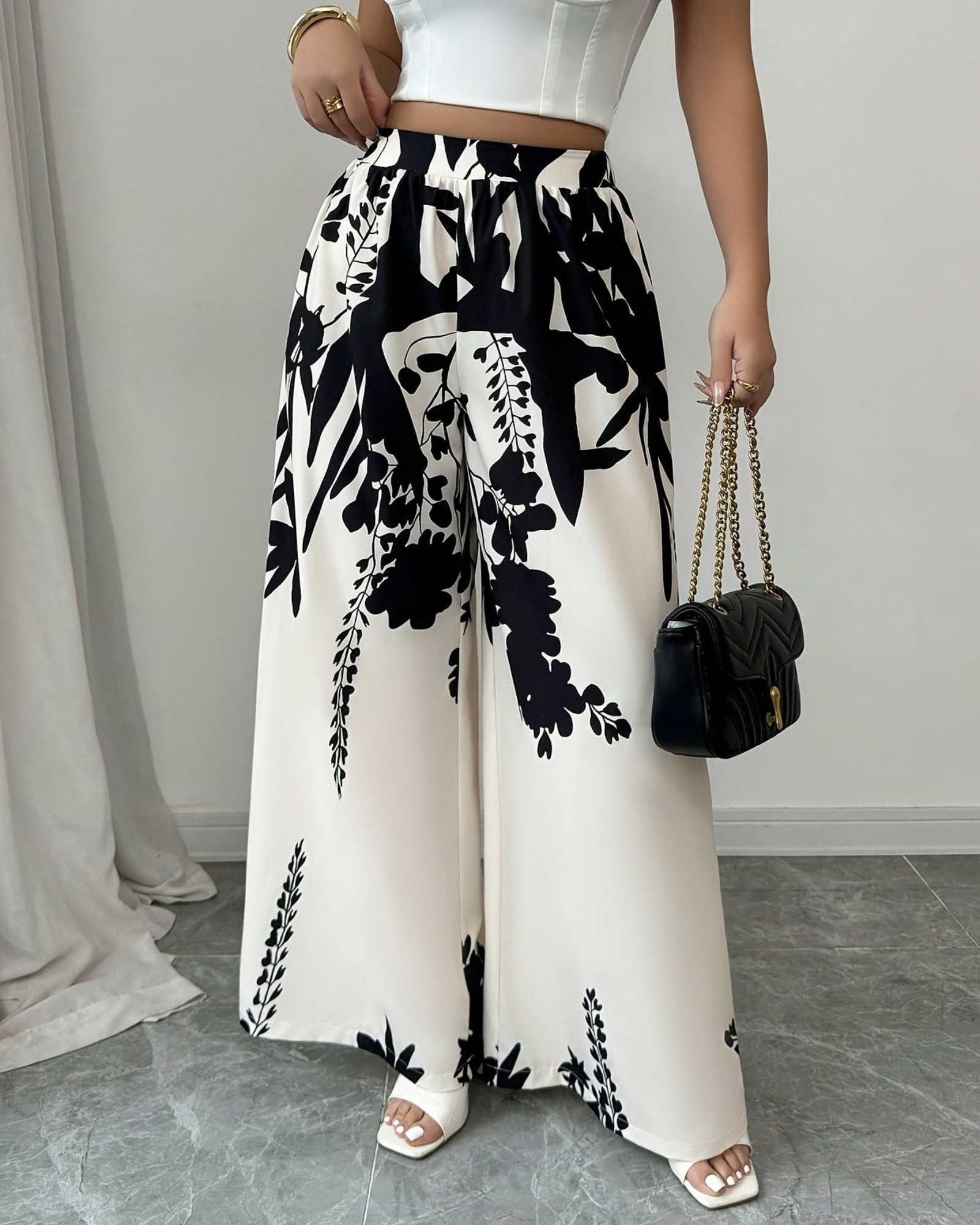 Evania – Boho Wide - Leg Geometric Trousers - Trouser - Boho Style