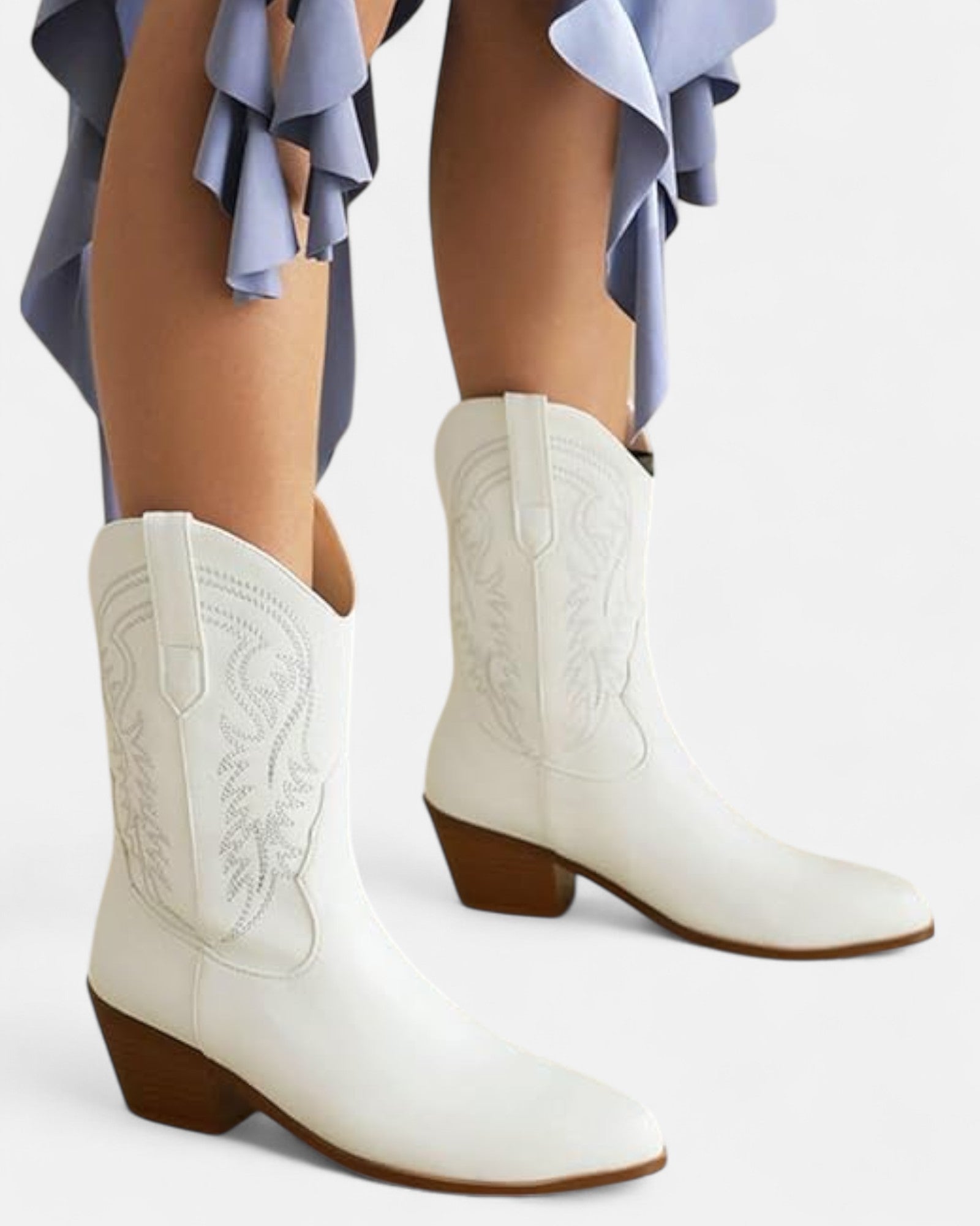 Everly – Chic Embroidered Boho Ankle Boots with Mid Heels - Boots - Boho Style