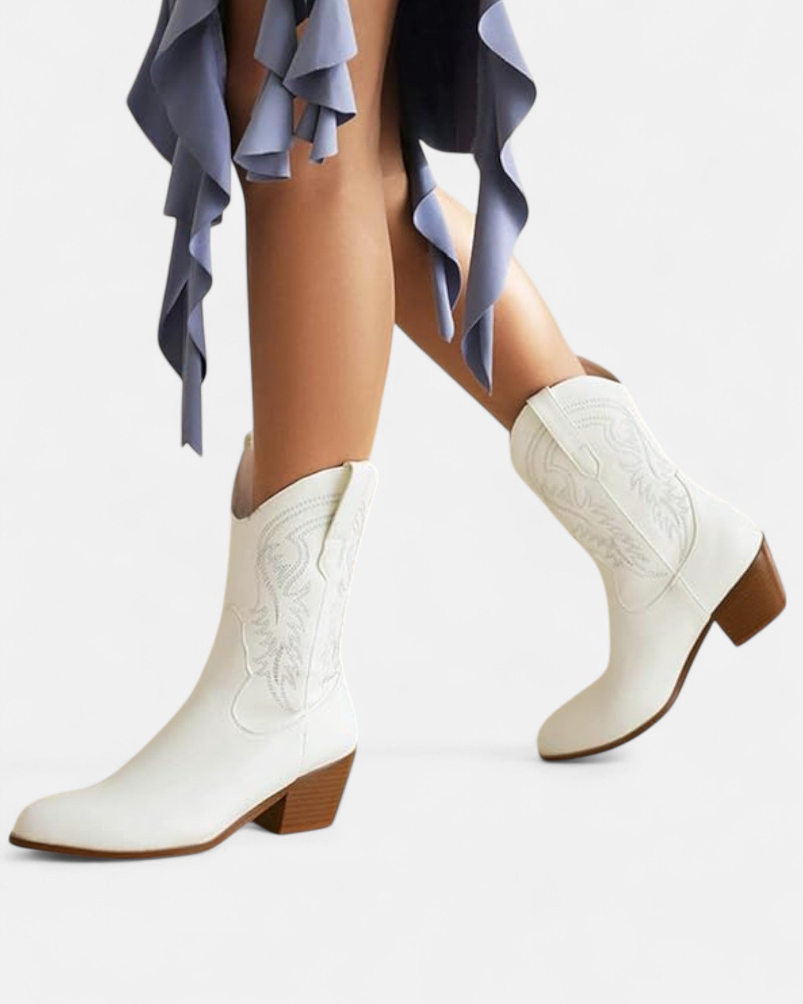 Everly – Chic Embroidered Boho Ankle Boots with Mid Heels - Boots - Boho Style