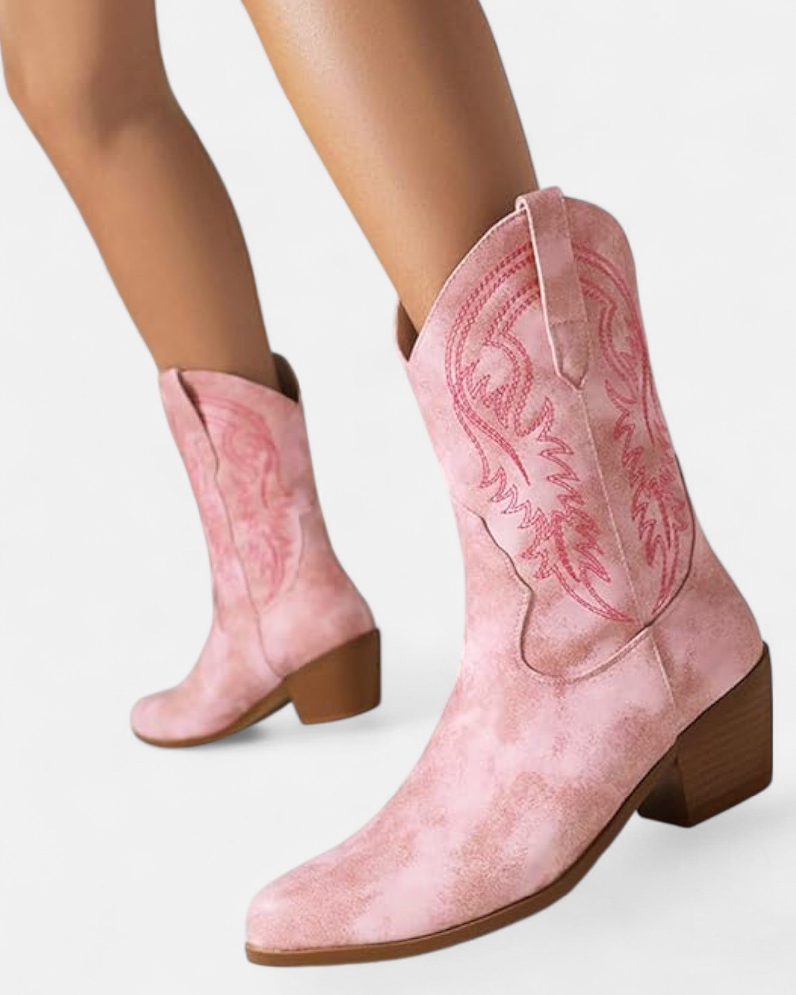 Everly – Chic Embroidered Boho Ankle Boots with Mid Heels - Boots - Boho Style