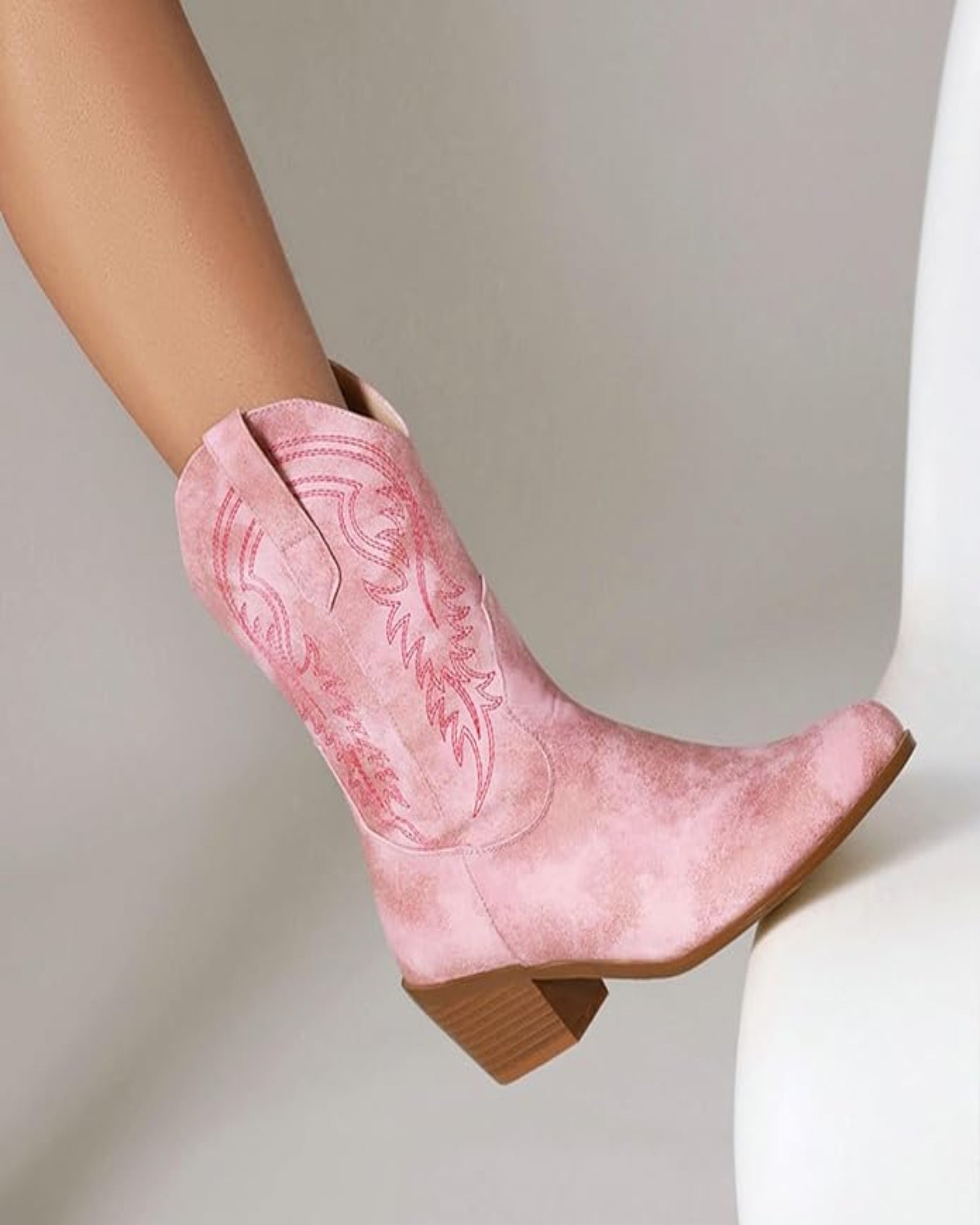 Everly – Chic Embroidered Boho Ankle Boots with Mid Heels - Boots - Boho Style