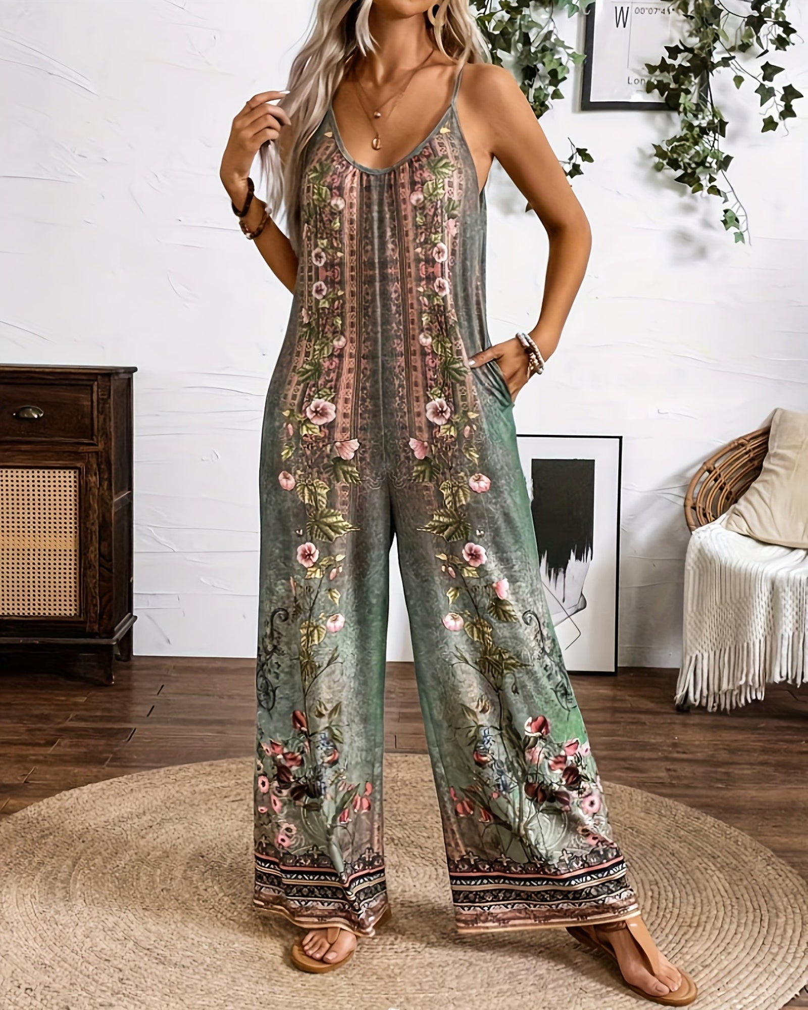 Freya – Relaxed Fit Bohemian Sleeveless Jumpsuit - Jumpsuit - Boho Style