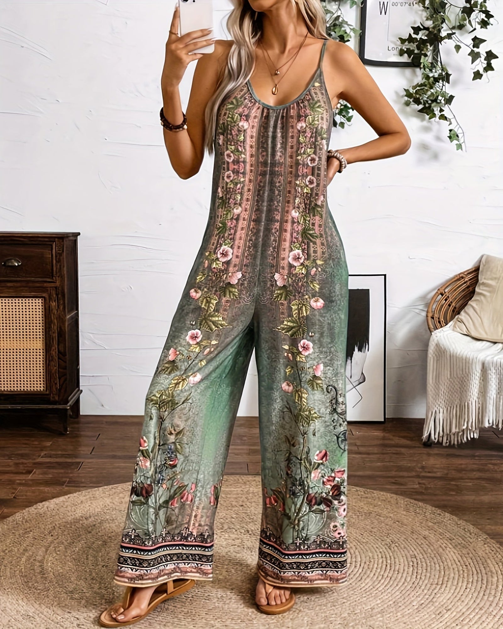 Freya – Relaxed Fit Bohemian Sleeveless Jumpsuit - Jumpsuit - Boho Style