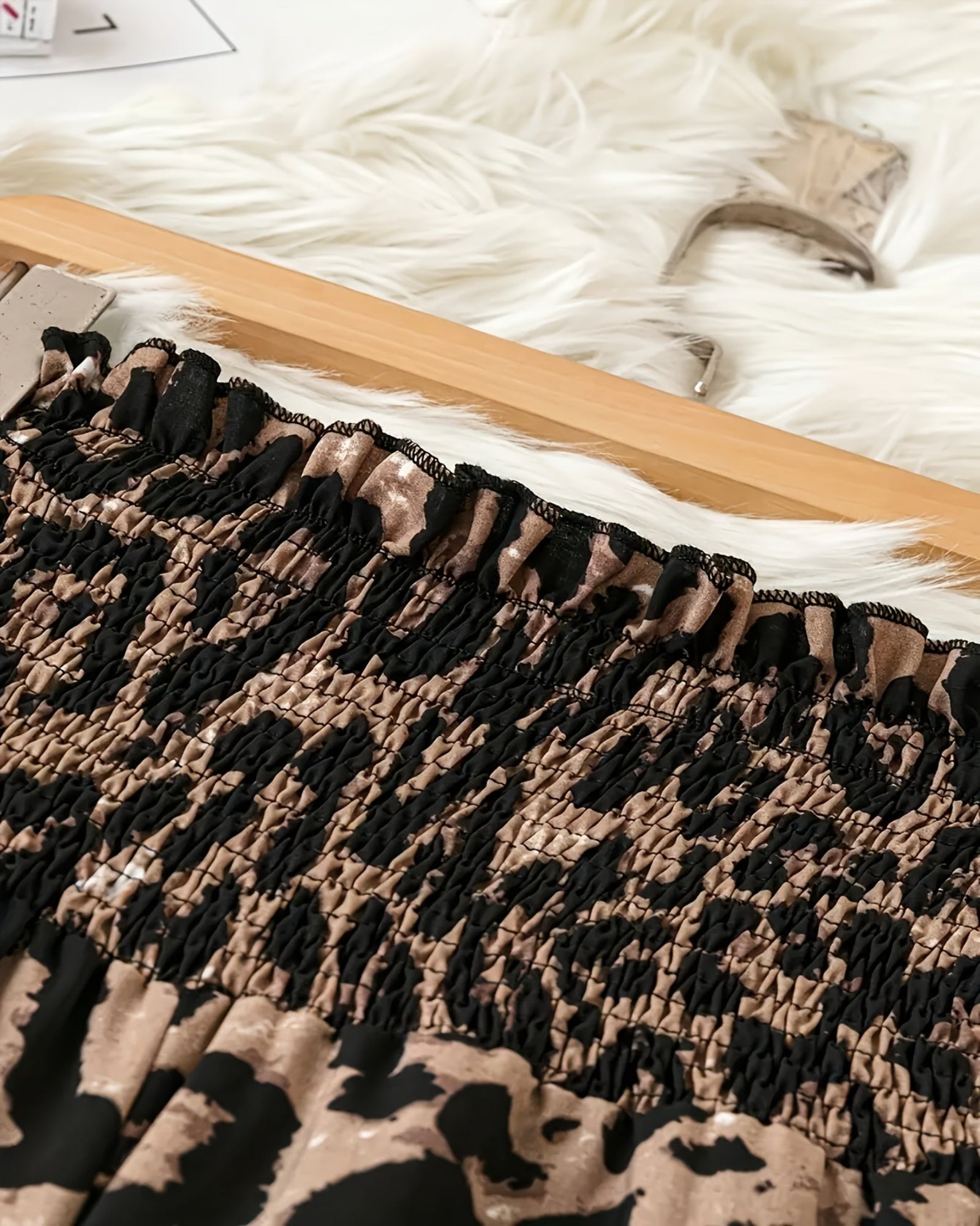 Freya – Stretchy Bohemian Leopard Wide - Leg Trousers - Trouser - Boho Style