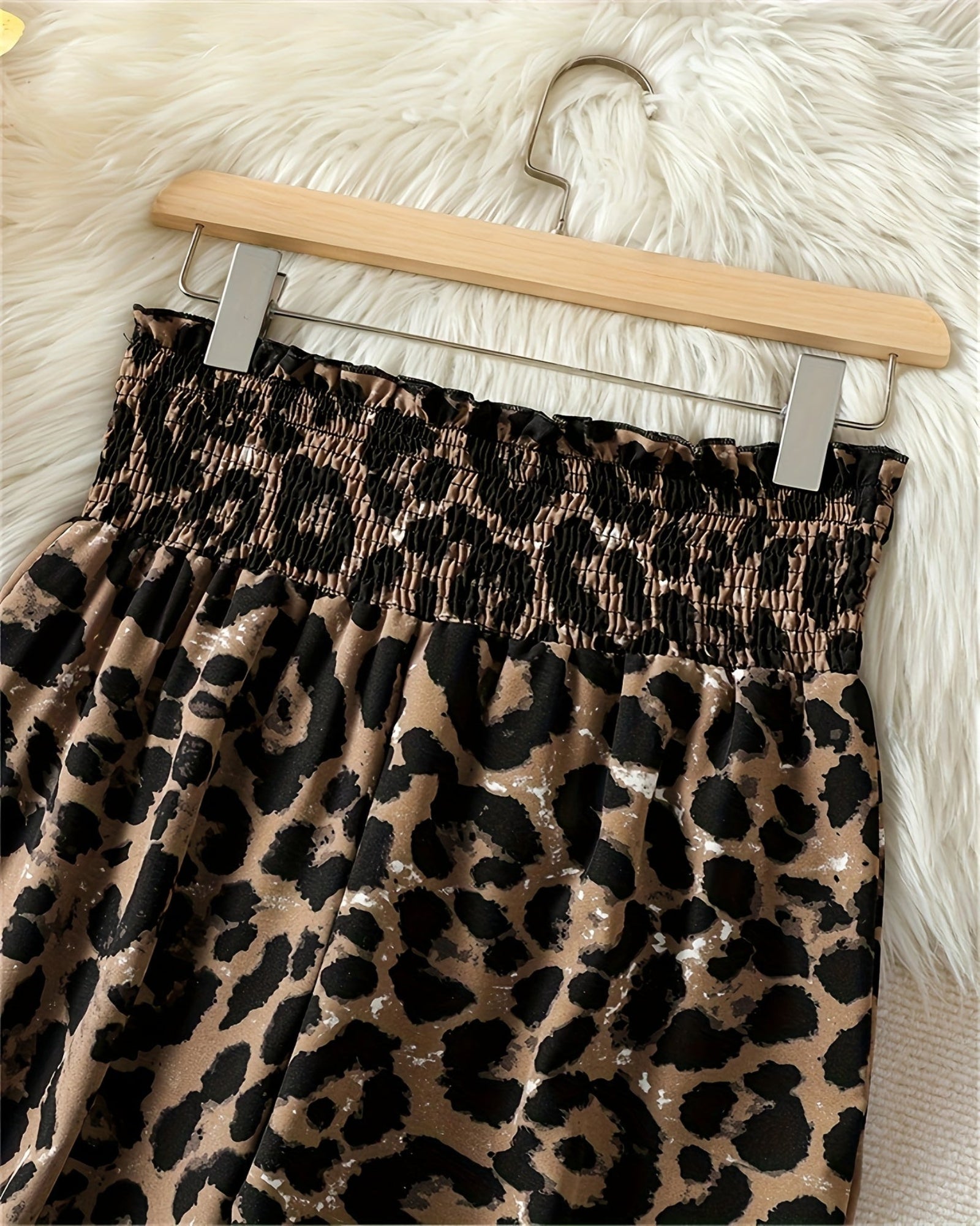 Freya – Stretchy Bohemian Leopard Wide - Leg Trousers - Trouser - Boho Style