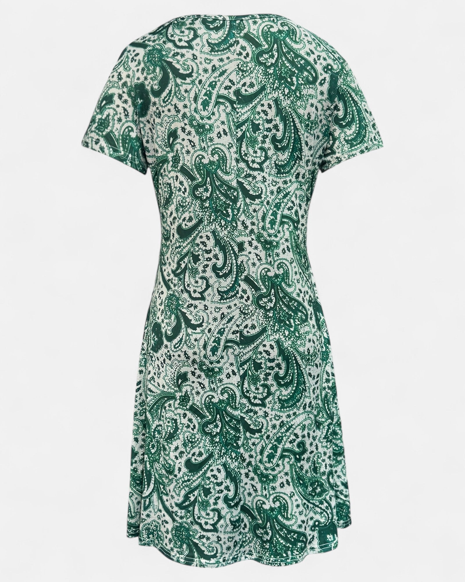 Haisley – Relaxed V - Neck Paisley Boho Dress with Elastic Waist - Dress - Boho Style