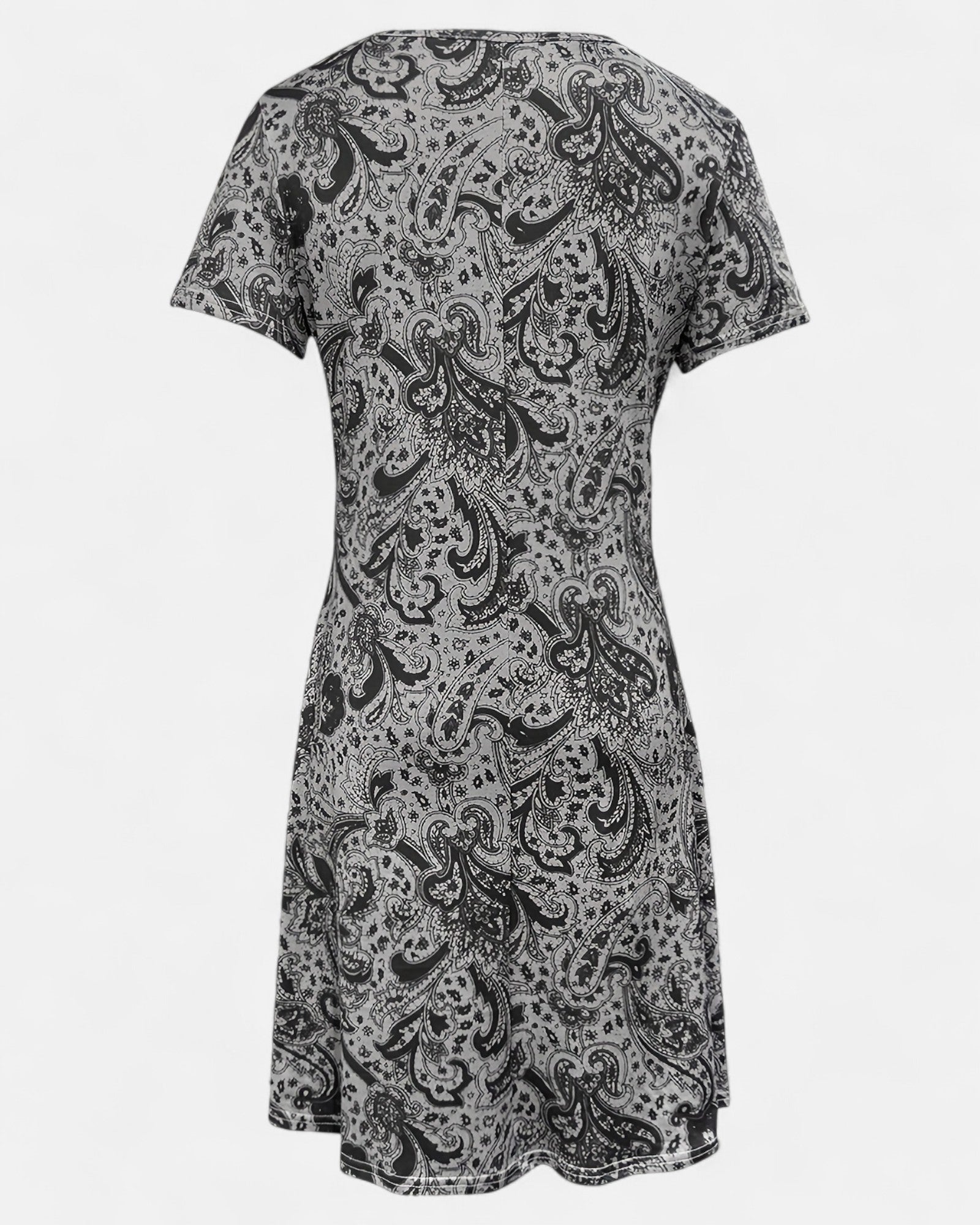 Haisley – Relaxed V - Neck Paisley Boho Dress with Elastic Waist - Dress - Boho Style