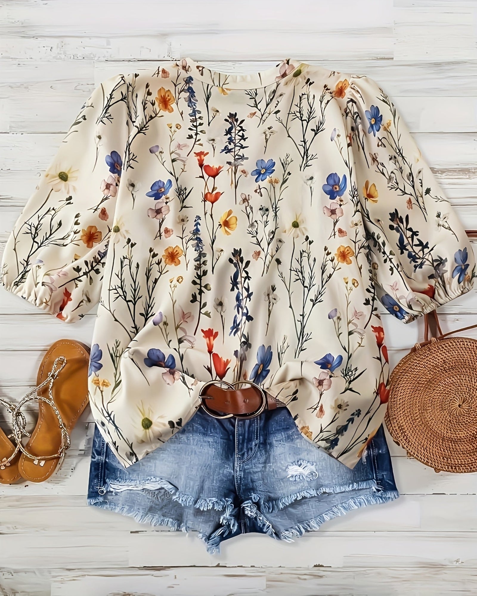 Halcyon – Boho Plus Size Chic V - Neck Floral Blouse - Blouses - Boho Style
