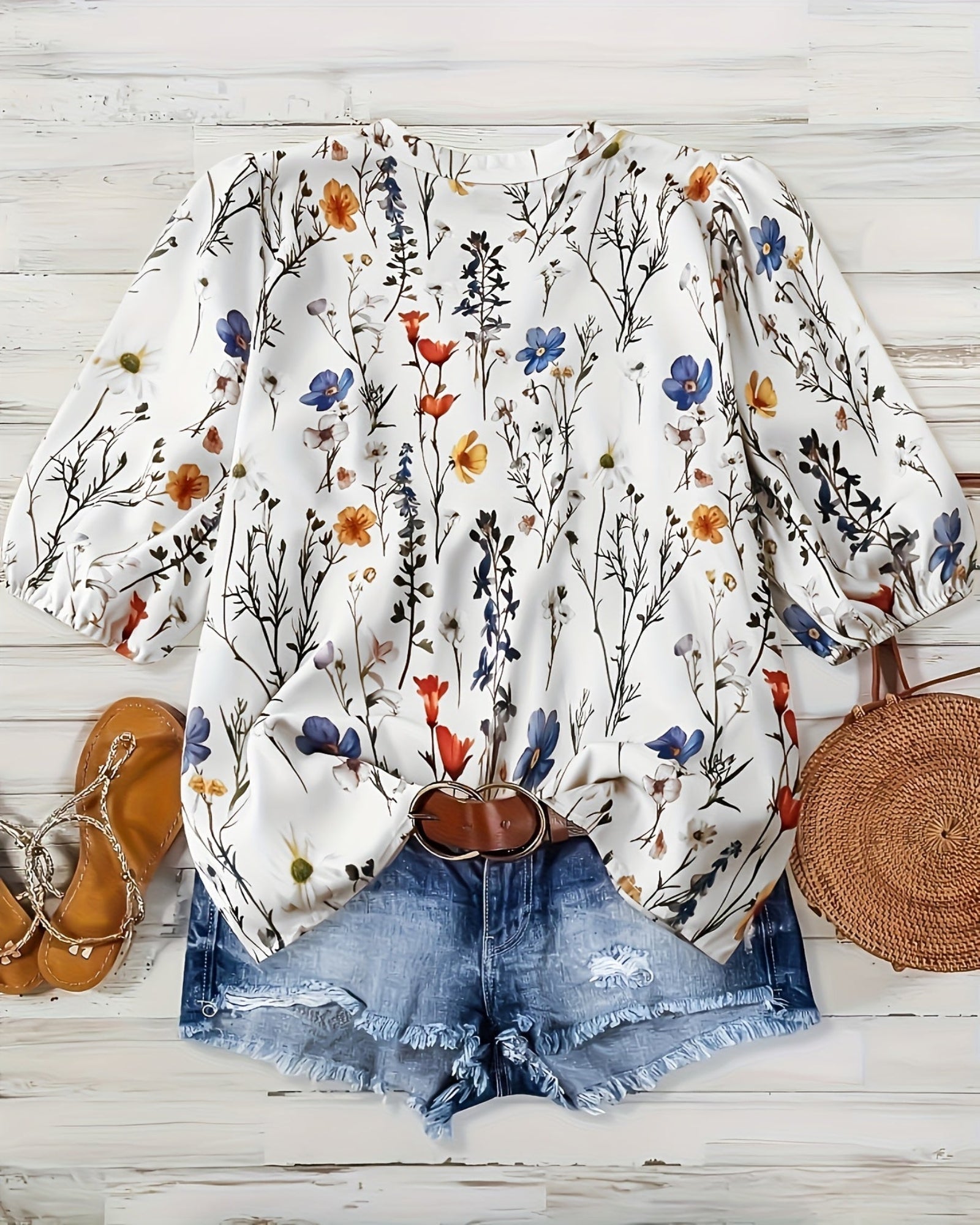 Halcyon – Boho Plus Size Chic V - Neck Floral Blouse - Blouses - Boho Style