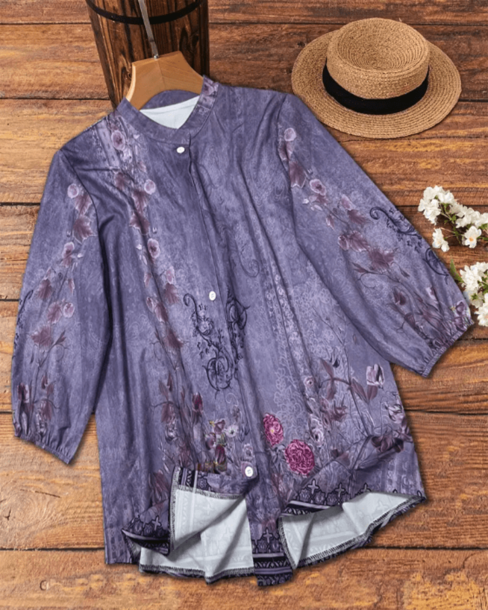 Henrietta – Effortless Boho Floral 3/4 Sleeve Blouse - Blouse - Boho Style