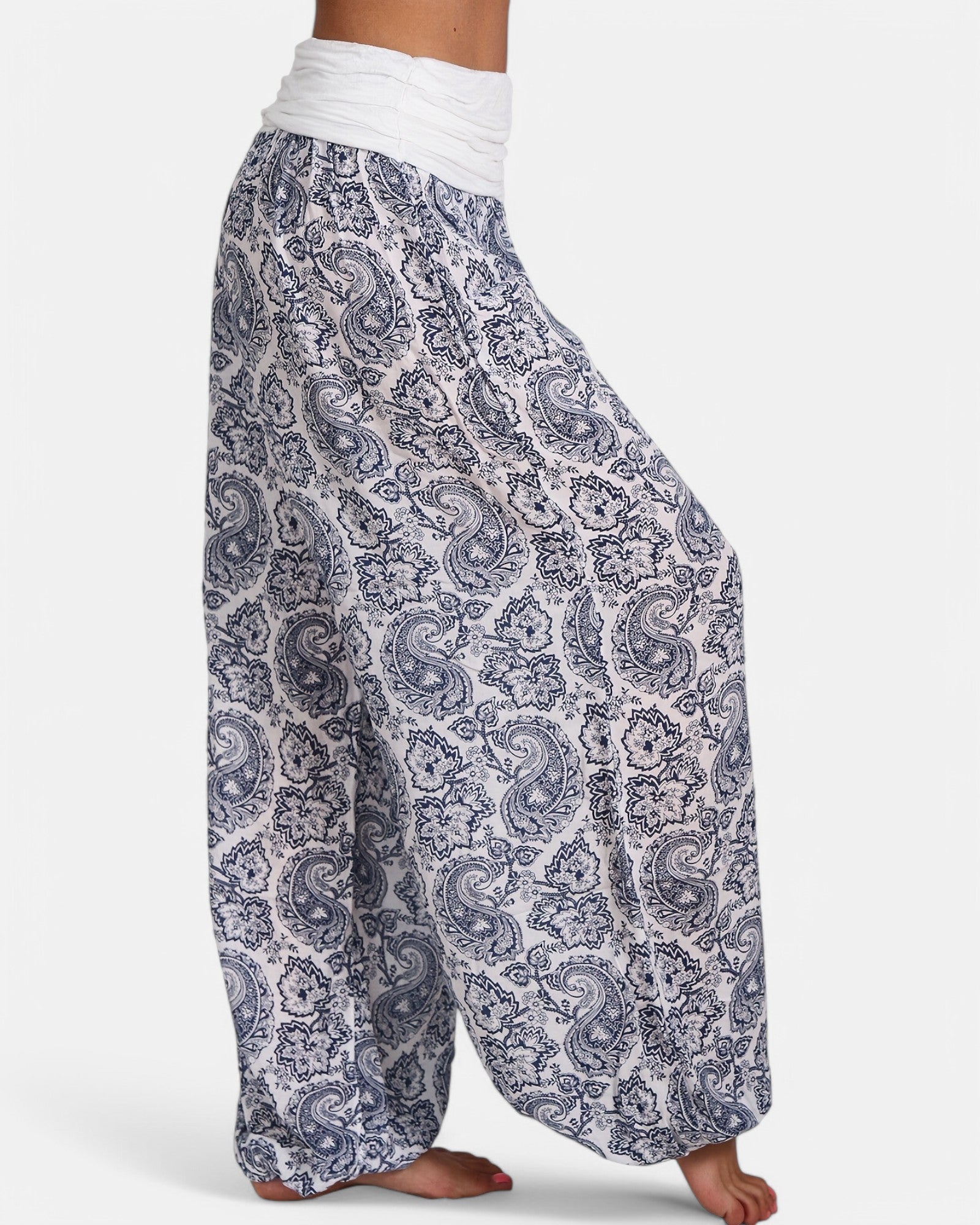 Isabella – Bohemian Floral Wide - Leg Harem Pants in Black Lace - Trouser - Boho Style