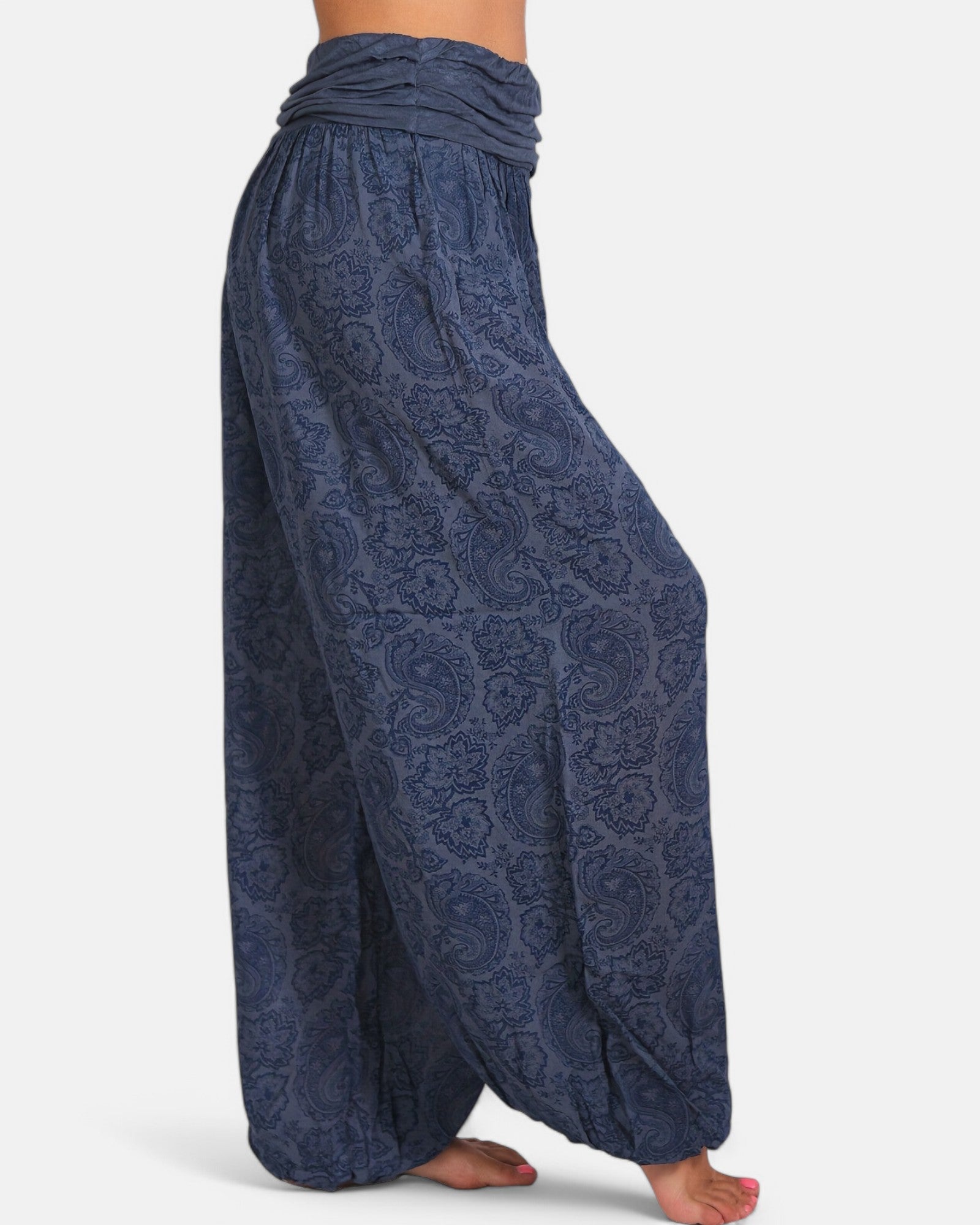 Isabella – Bohemian Floral Wide - Leg Harem Pants in Black Lace - Trouser - Boho Style