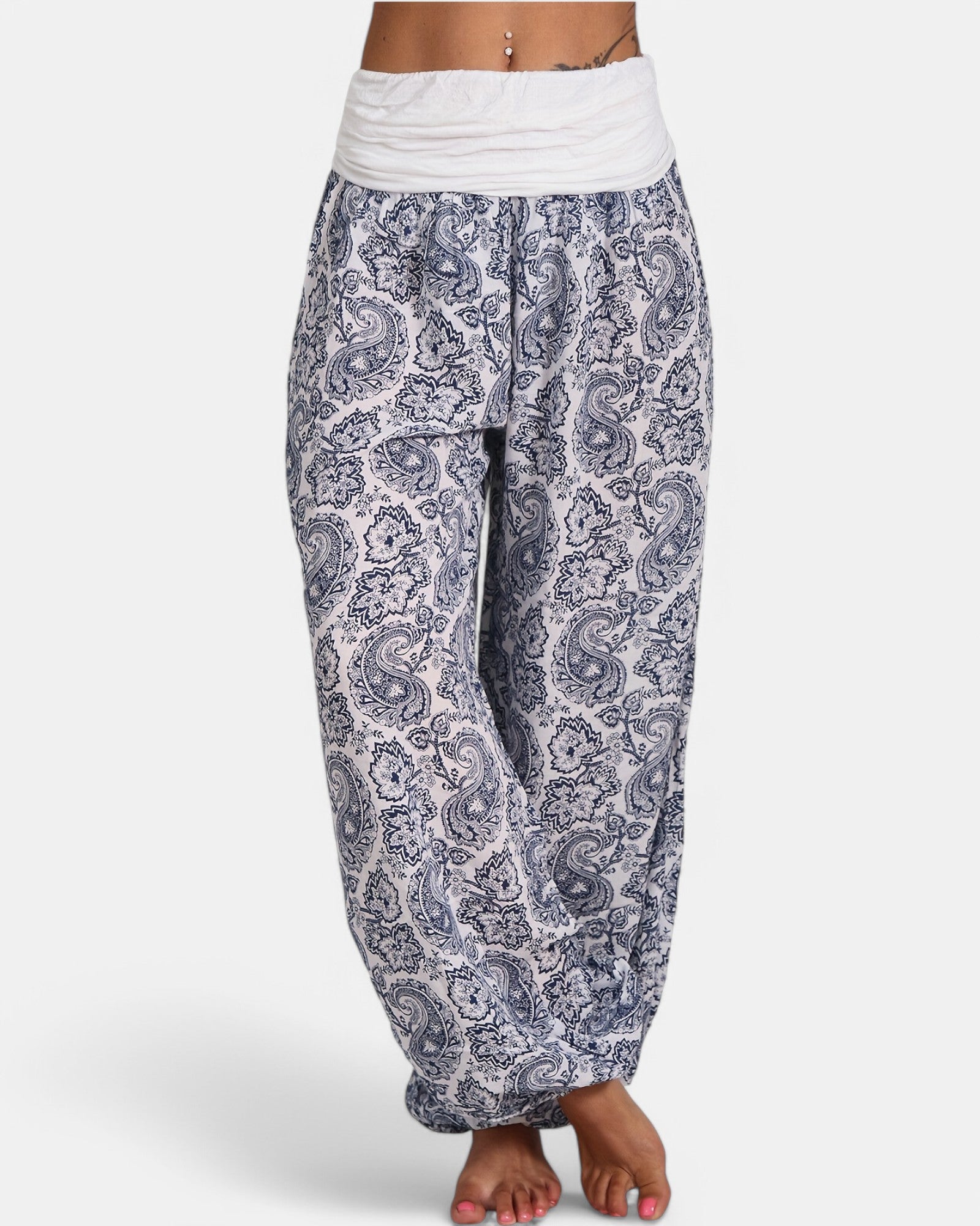 Isabella – Bohemian Floral Wide - Leg Harem Pants in Black Lace - Trouser - Boho Style