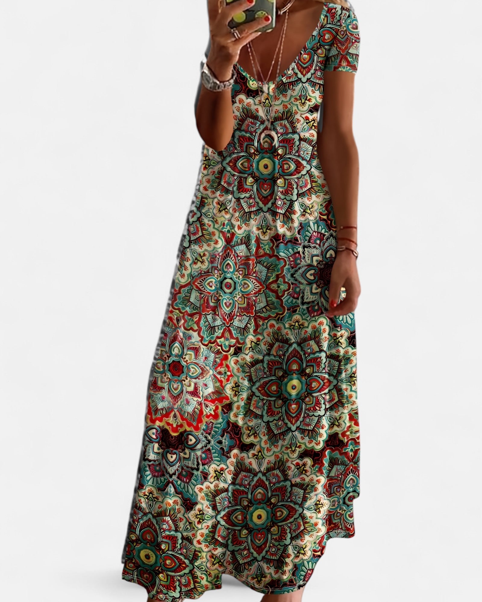 Isabella – Boho Chic V - Neck A - Line Maxi Dress - Dress - Boho Style
