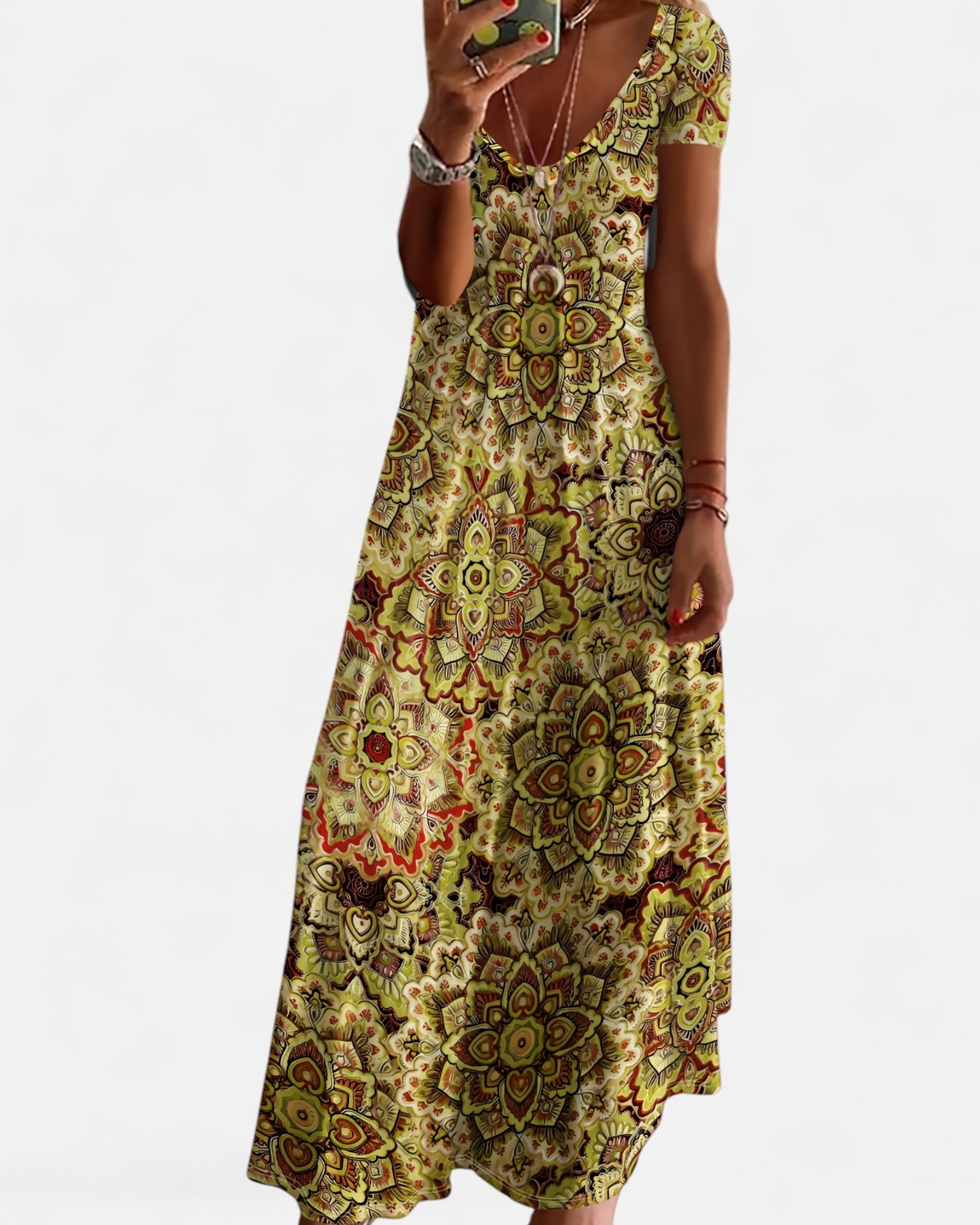 Isabella – Boho Chic V - Neck A - Line Maxi Dress - Dress - Boho Style