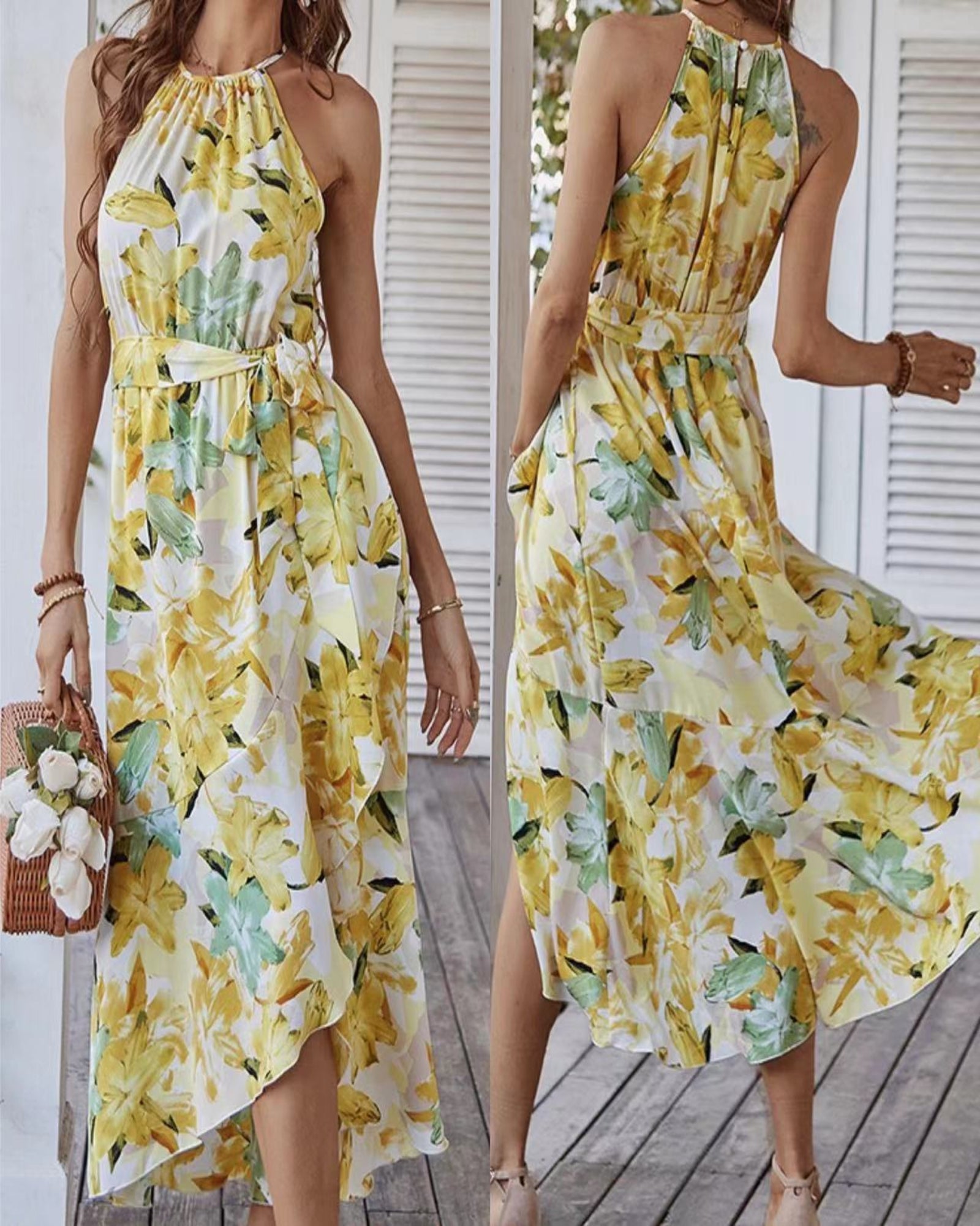 Kiara – Boho Halterneck Midi Dress - Dress - Boho Style