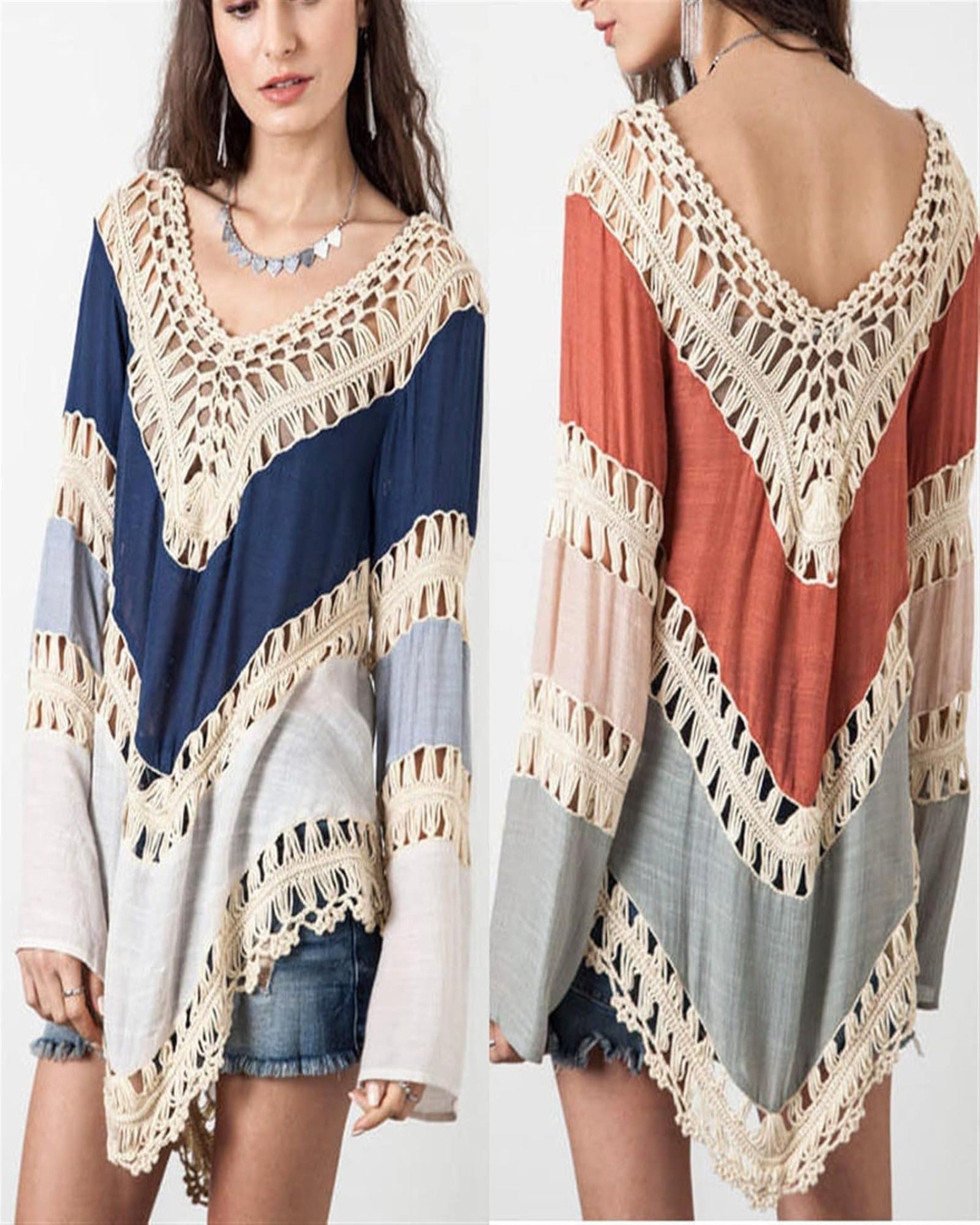 Kiara – Boho Lace Knit Blouse - Blouse - Boho Style