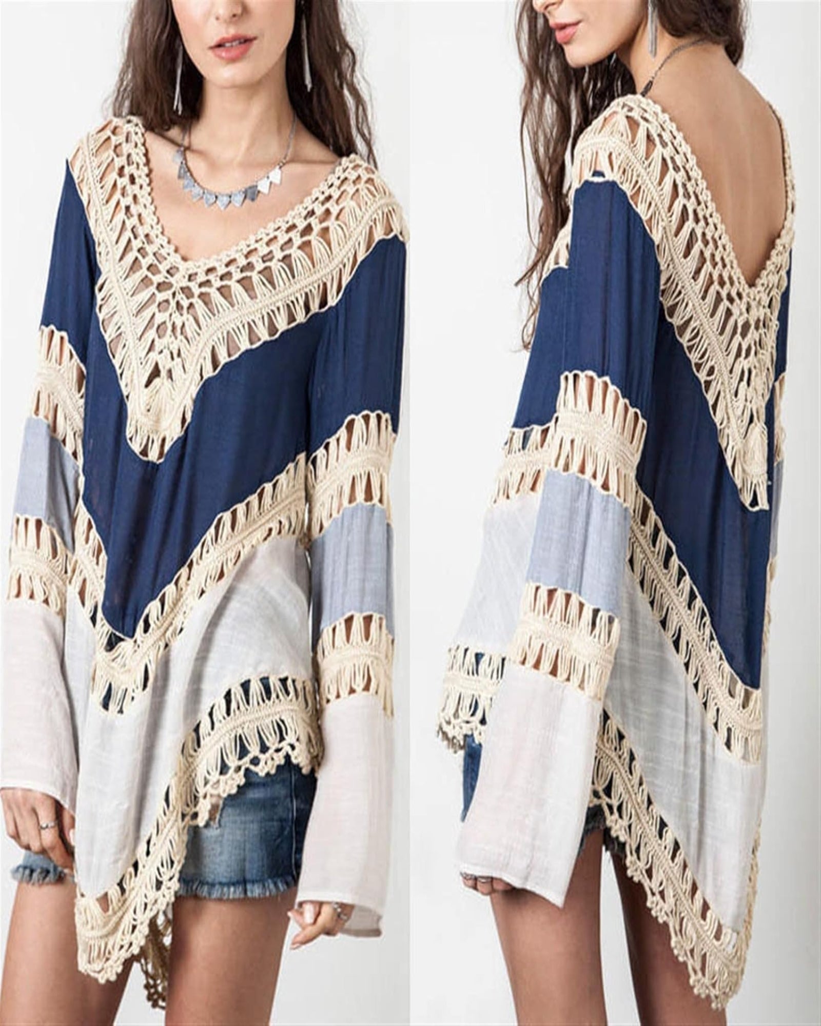 Kiara – Boho Lace Knit Blouse - Blouse - Boho Style