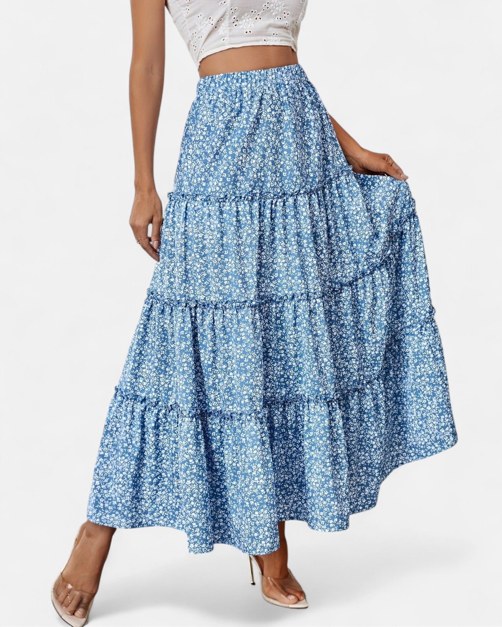Lilou – Boho Ditsy Floral High Waist Maxi Skirt - Skirts - Boho Style