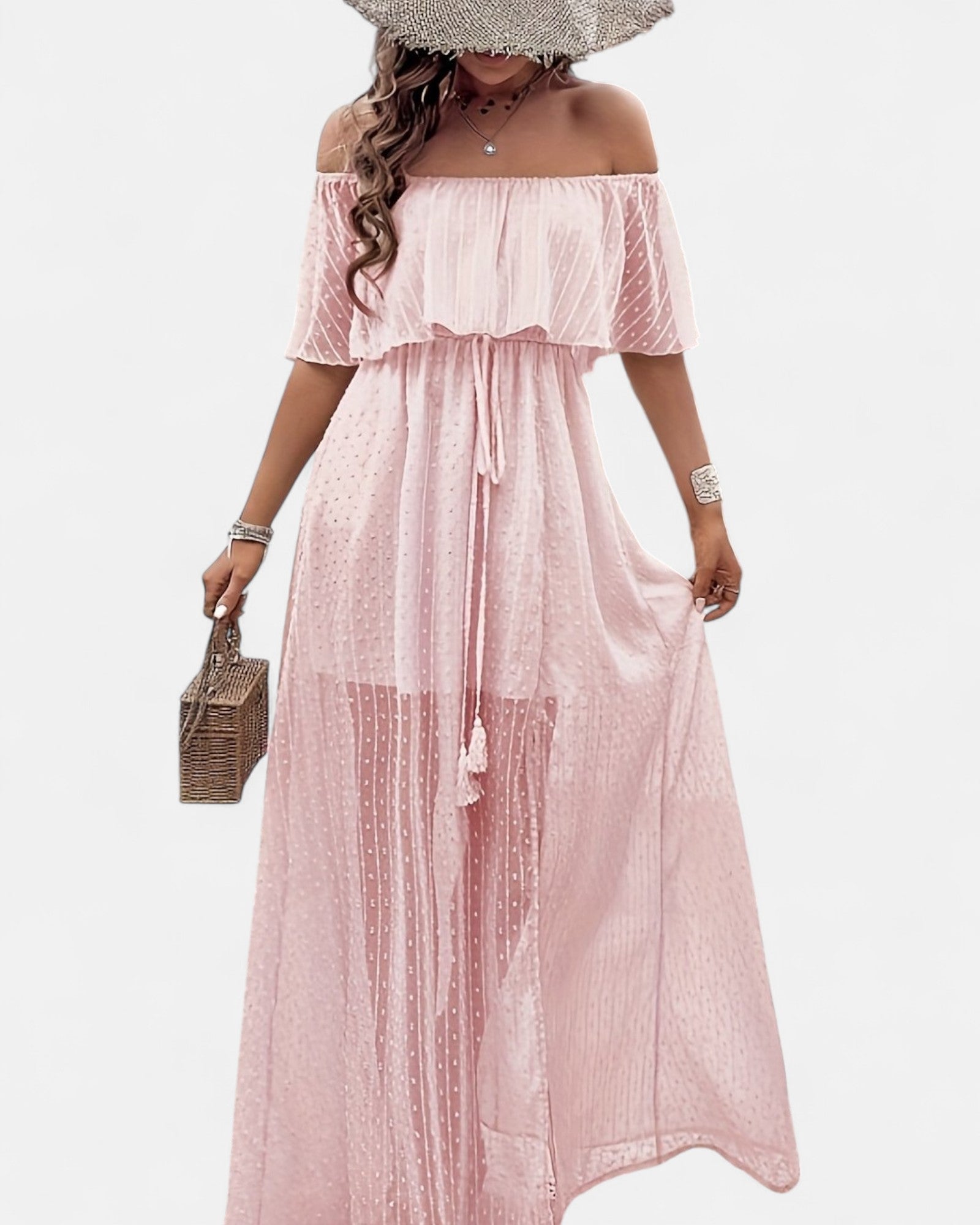 Lily – Boho Off - Shoulder A - Line Maxi Dress with Tassels - Dress - Boho Style