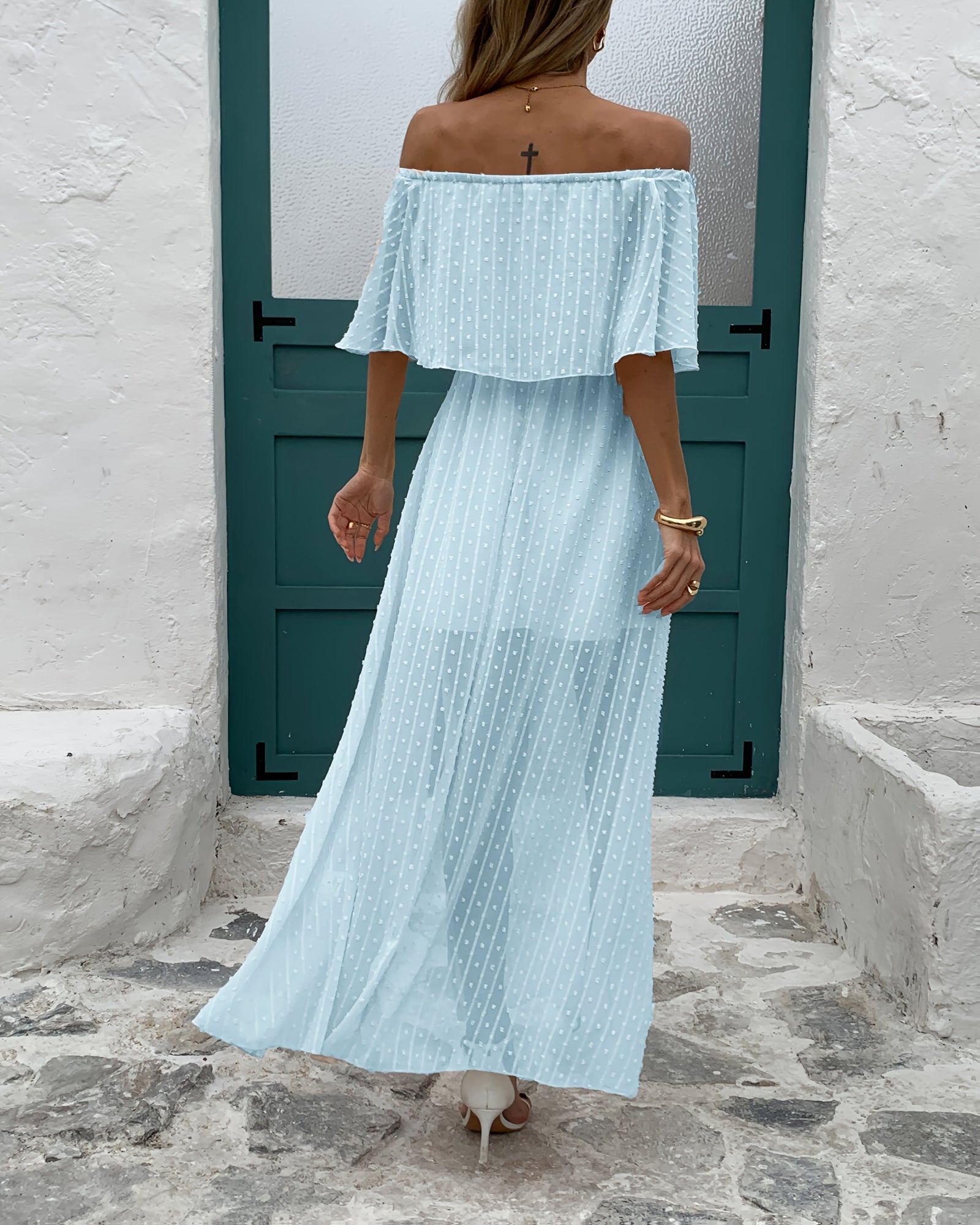 Lily – Boho Off - Shoulder A - Line Maxi Dress with Tassels - Dress - Boho Style