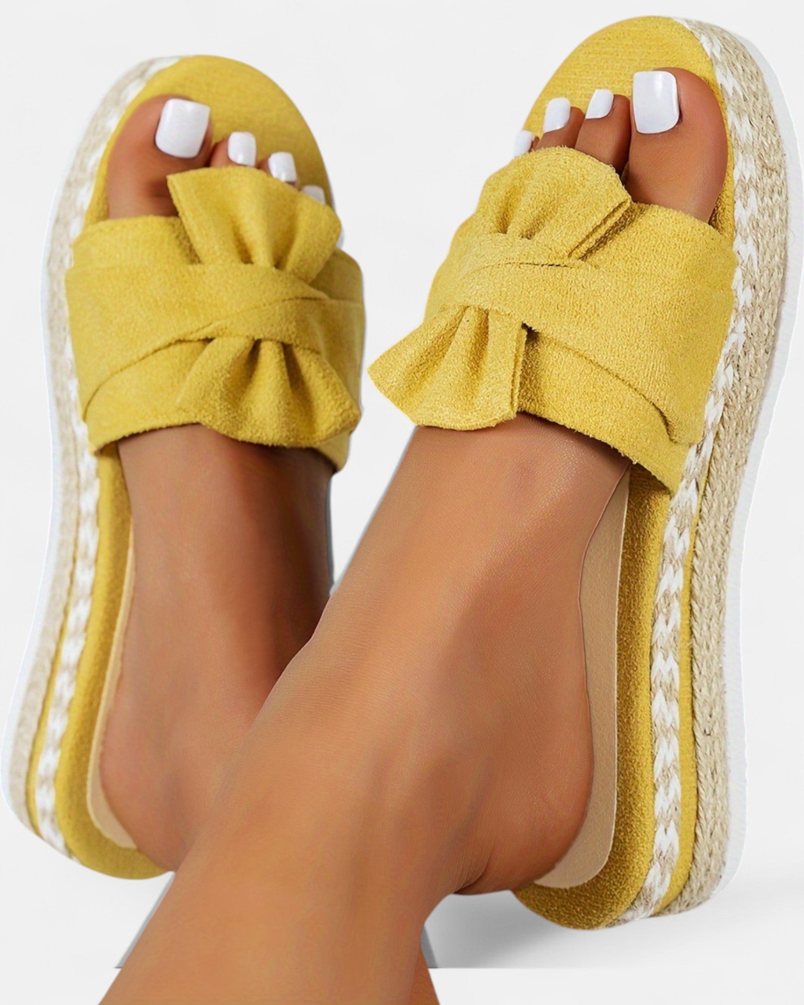Lily – Boho Twist Knot Platform Espadrilles Slides - Sandals - Boho Style