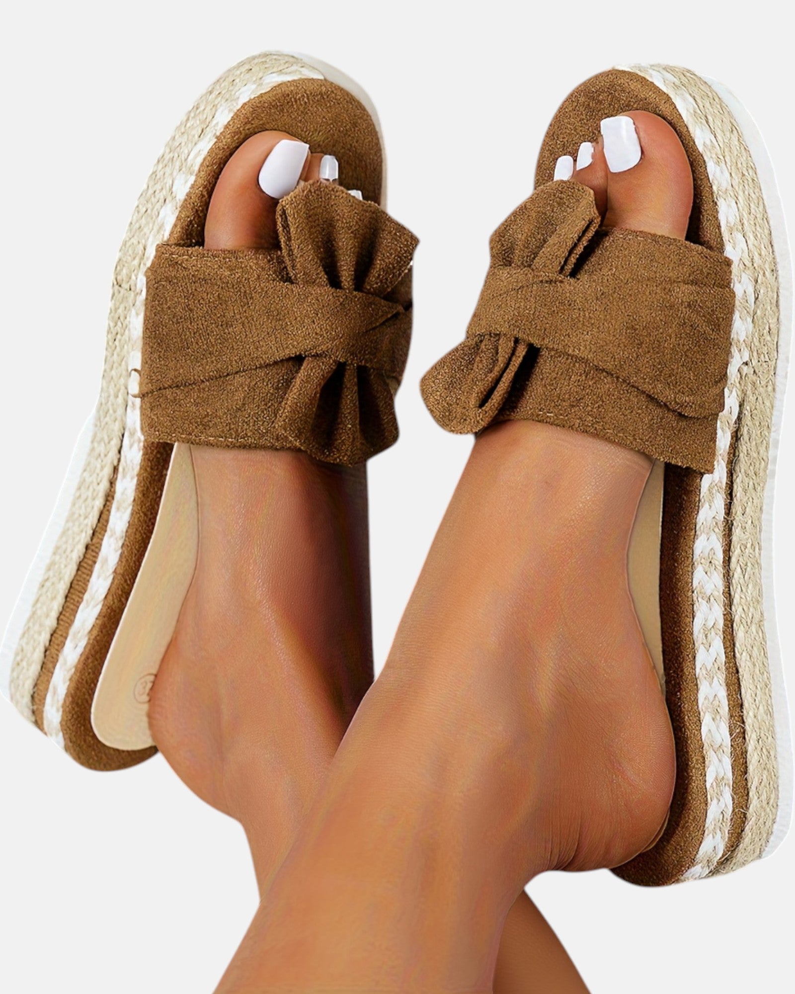 Lily – Boho Twist Knot Platform Espadrilles Slides - Sandals - Boho Style