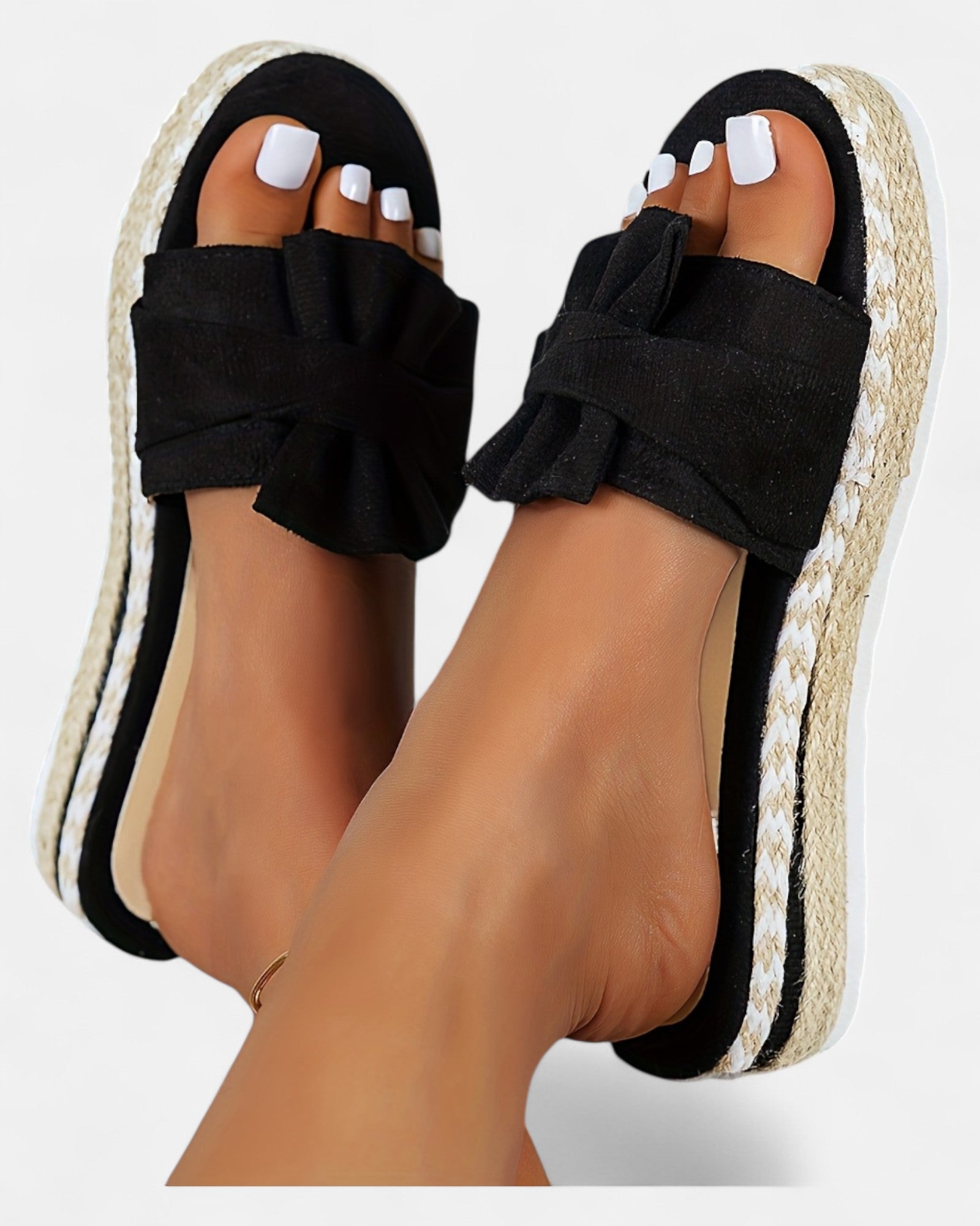 Lily – Boho Twist Knot Platform Espadrilles Slides - Sandals - Boho Style