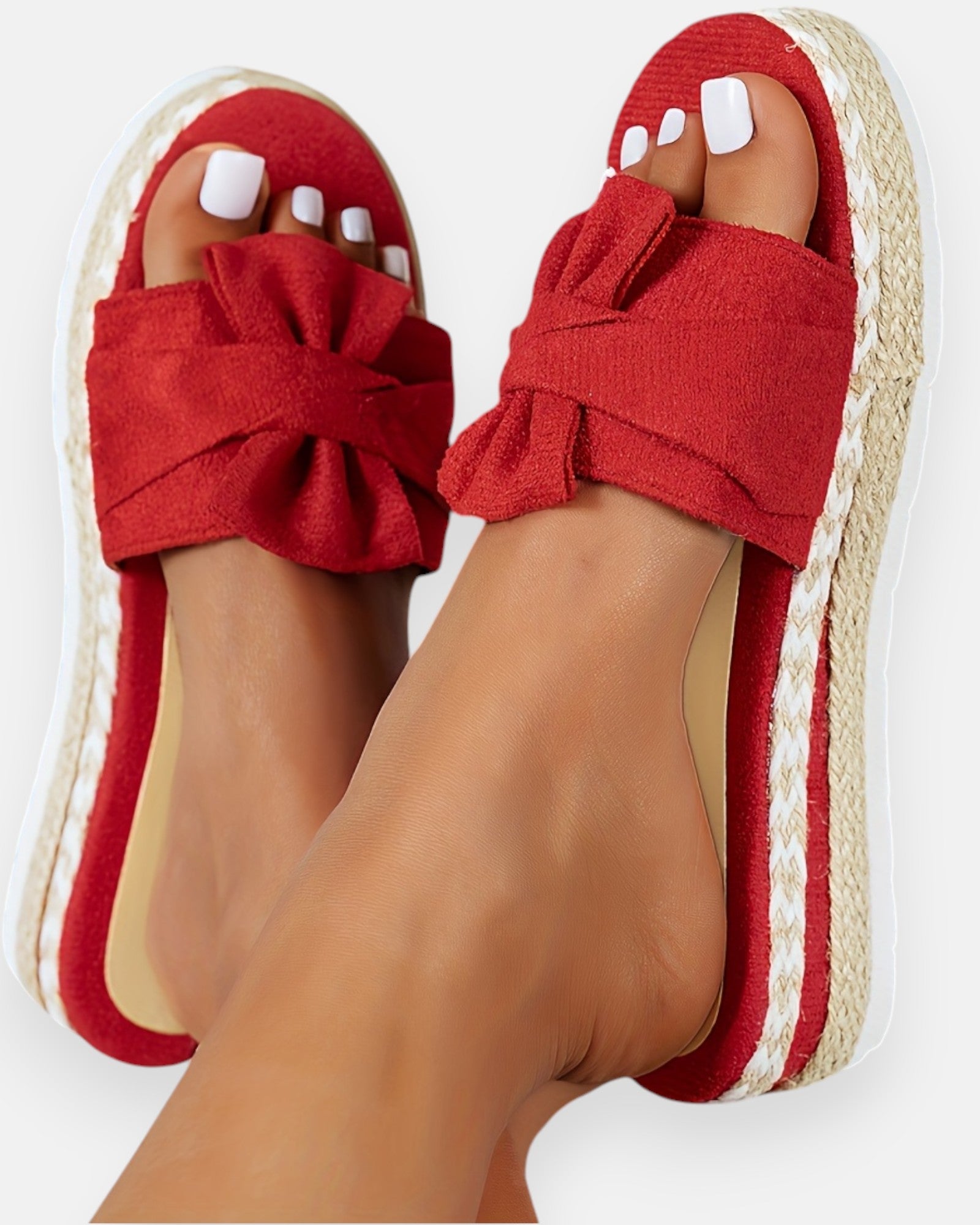 Lily – Boho Twist Knot Platform Espadrilles Slides - Sandals - Boho Style