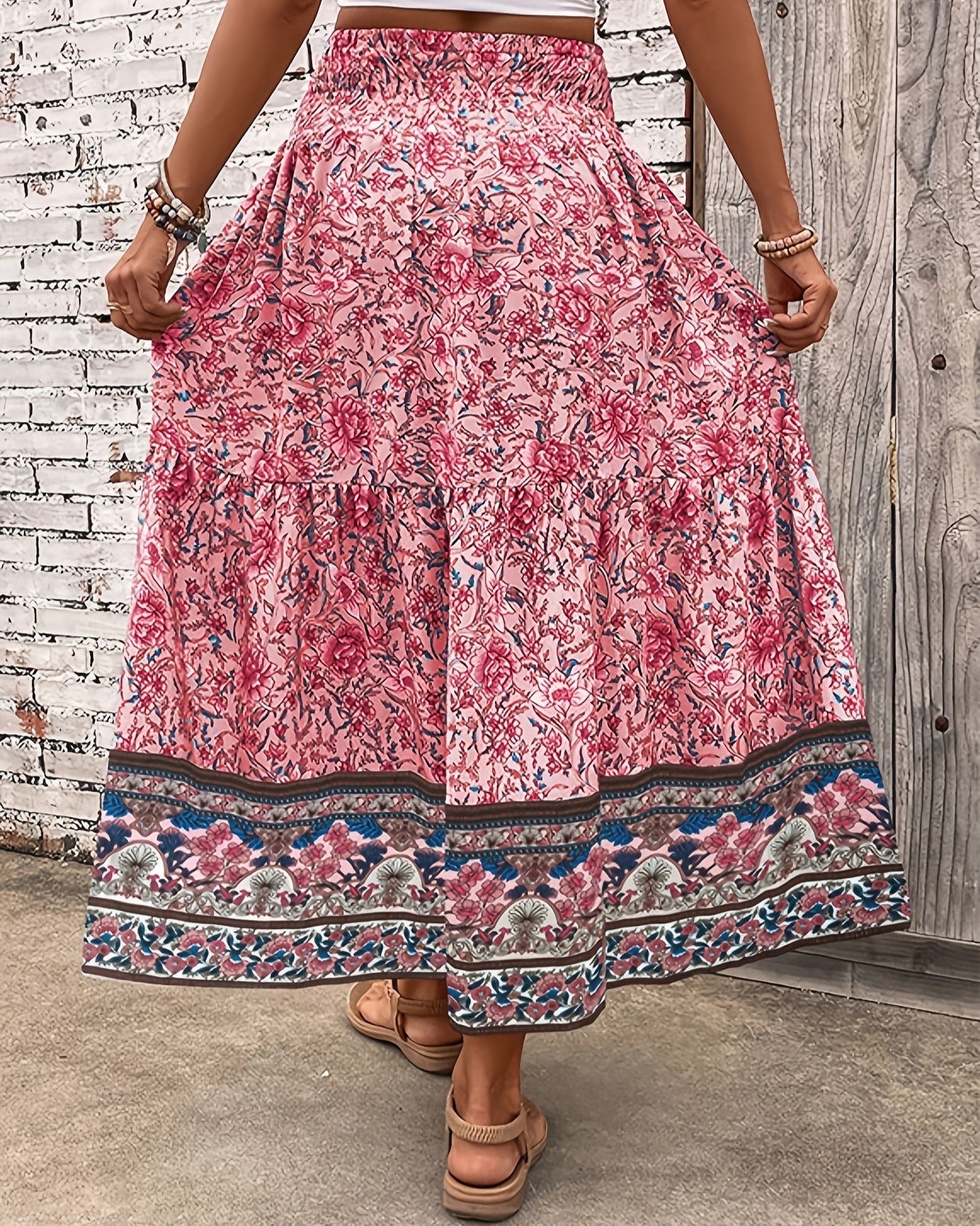 Lily – Effortless Floral Print Ruffle Hem Skirt for Summer - Skirt - Boho Style