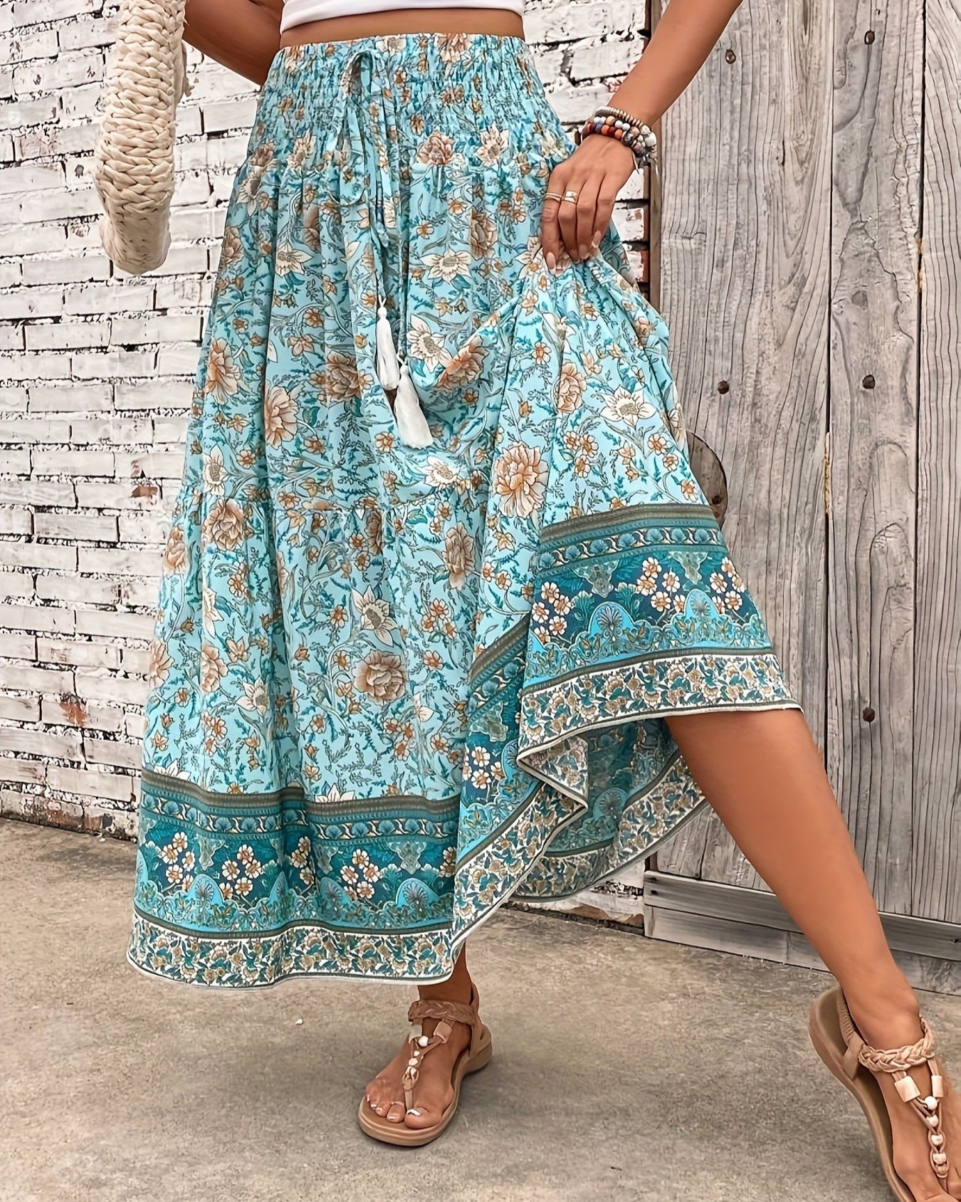 Lily – Effortless Floral Print Ruffle Hem Skirt for Summer - Skirt - Boho Style