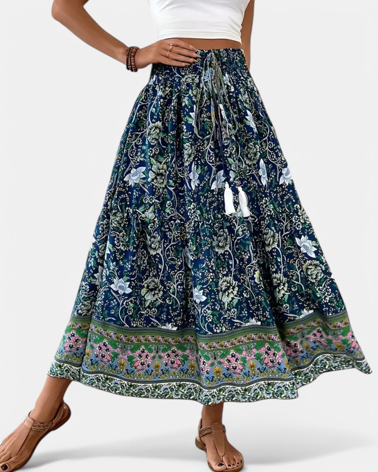 Lily – Effortless Floral Print Ruffle Hem Skirt for Summer - Skirt - Boho Style
