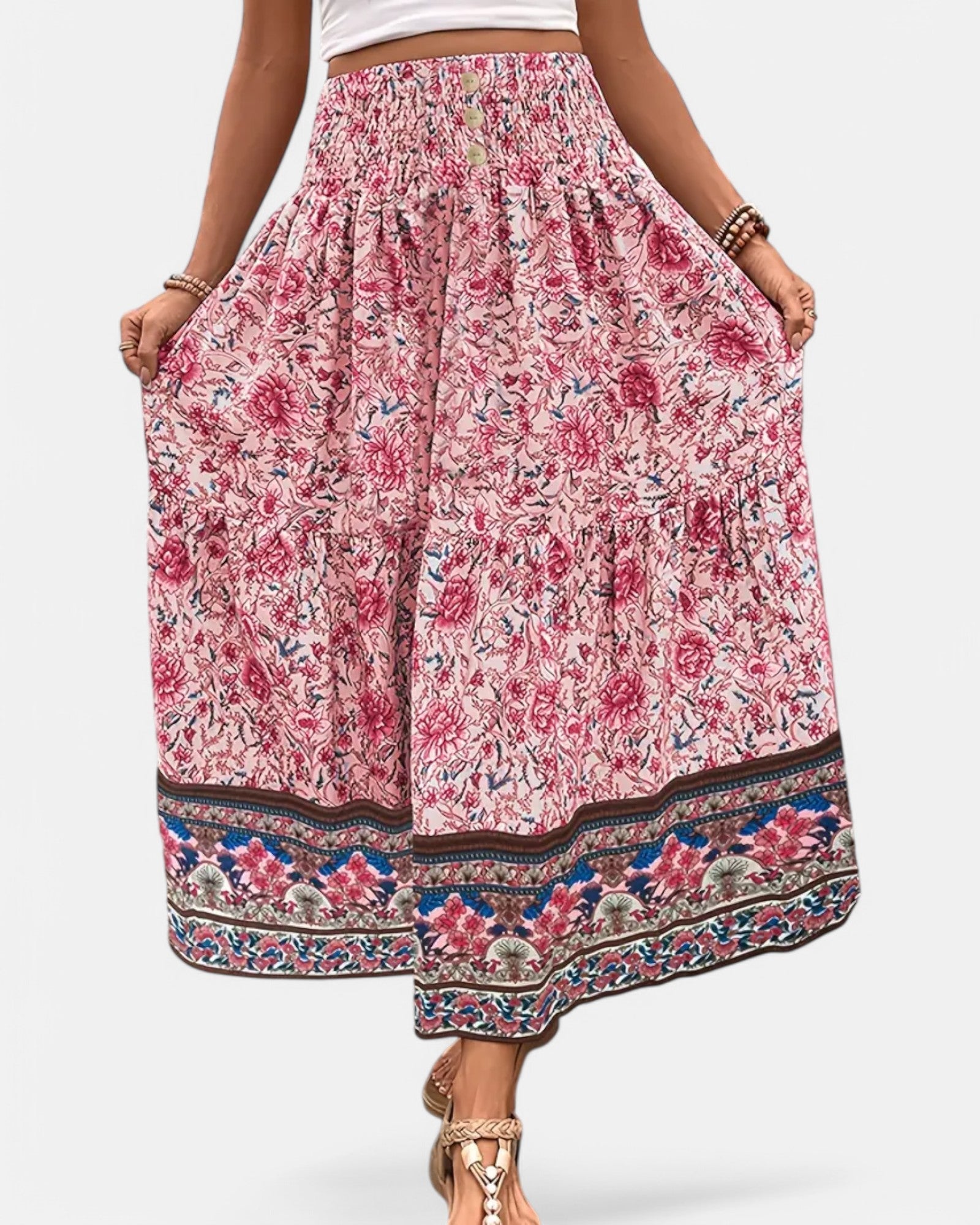 Lily – Effortless Floral Print Ruffle Hem Skirt for Summer - Skirt - Boho Style