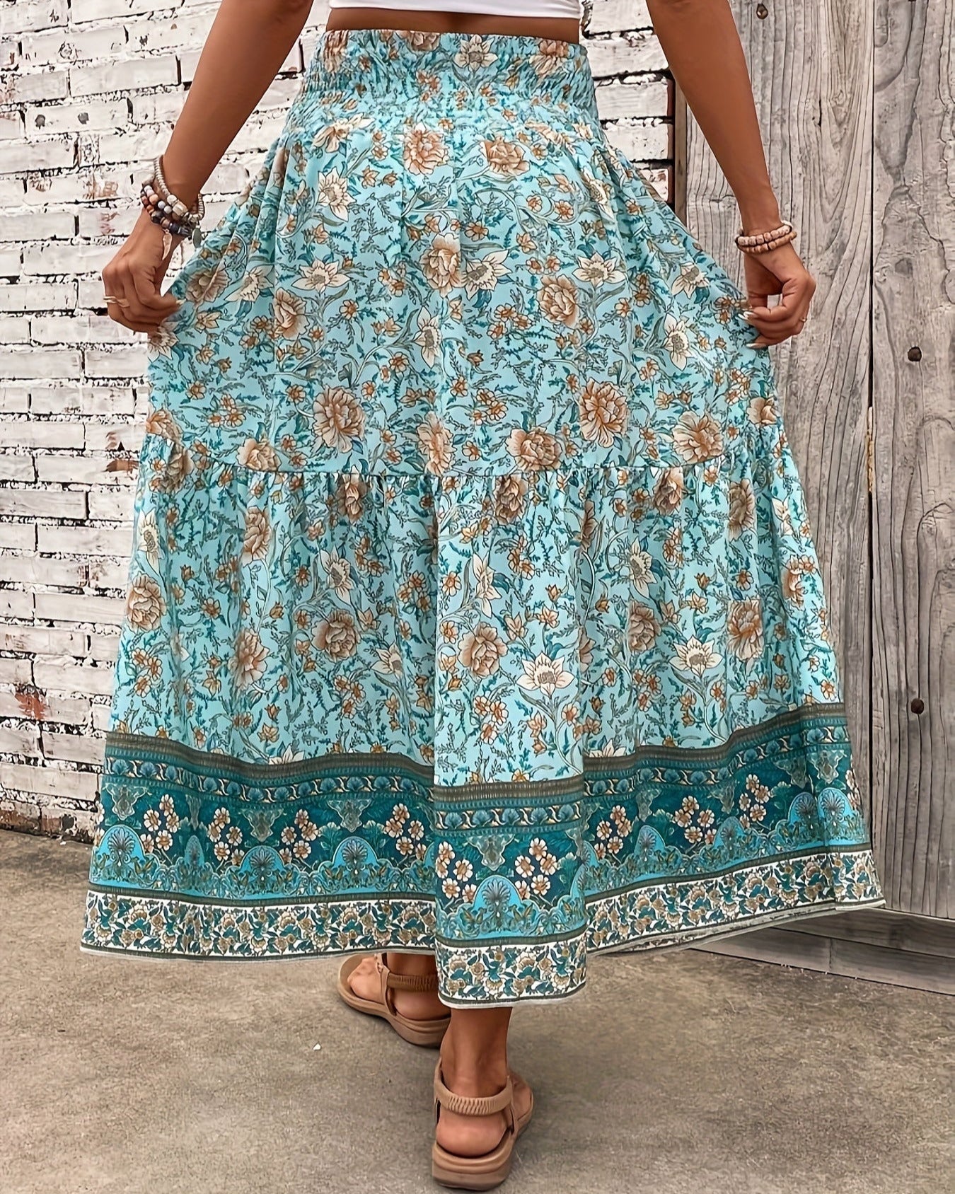 Lily – Effortless Floral Print Ruffle Hem Skirt for Summer - Skirt - Boho Style