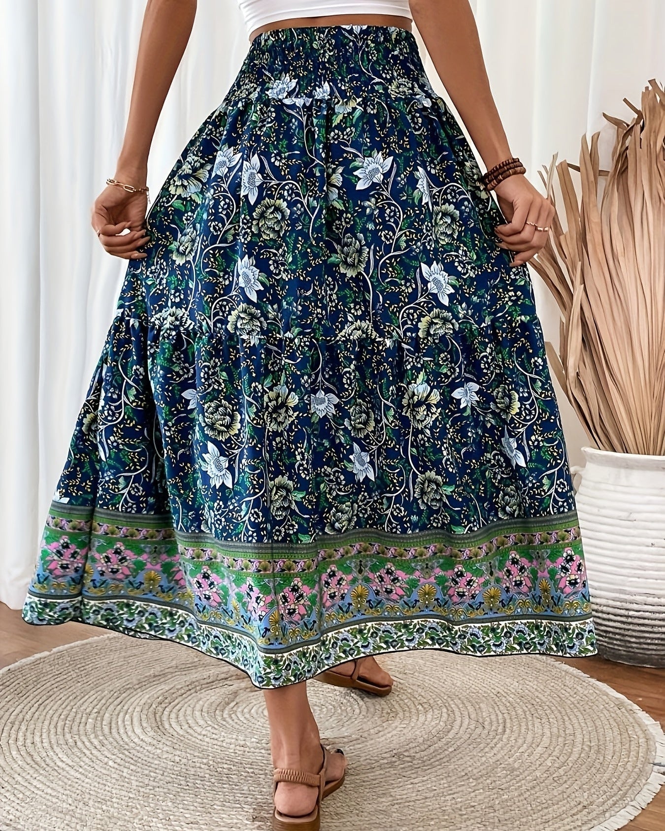 Lily – Effortless Floral Print Ruffle Hem Skirt for Summer - Skirt - Boho Style