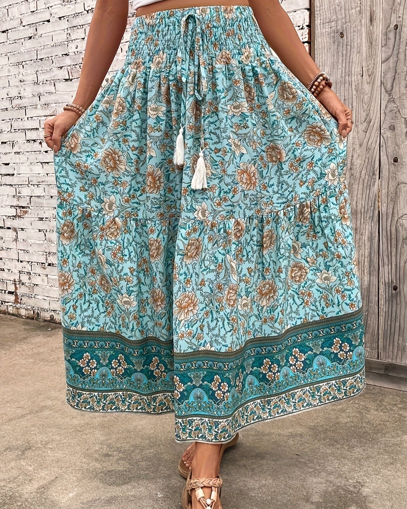 Lily – Effortless Floral Print Ruffle Hem Skirt for Summer - Skirt - Boho Style