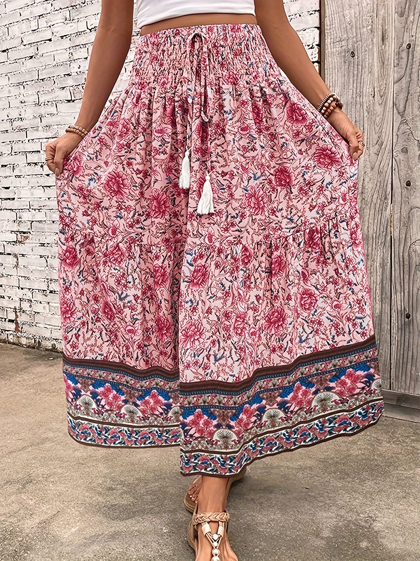 Lily – Effortless Floral Print Ruffle Hem Skirt for Summer - Skirt - Boho Style