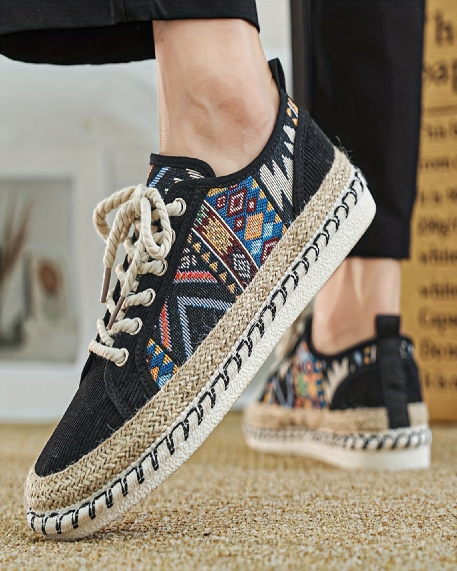 Lottie – Chic Boho Lace - Up Jute Espadrilles - Shoes - Boho Style