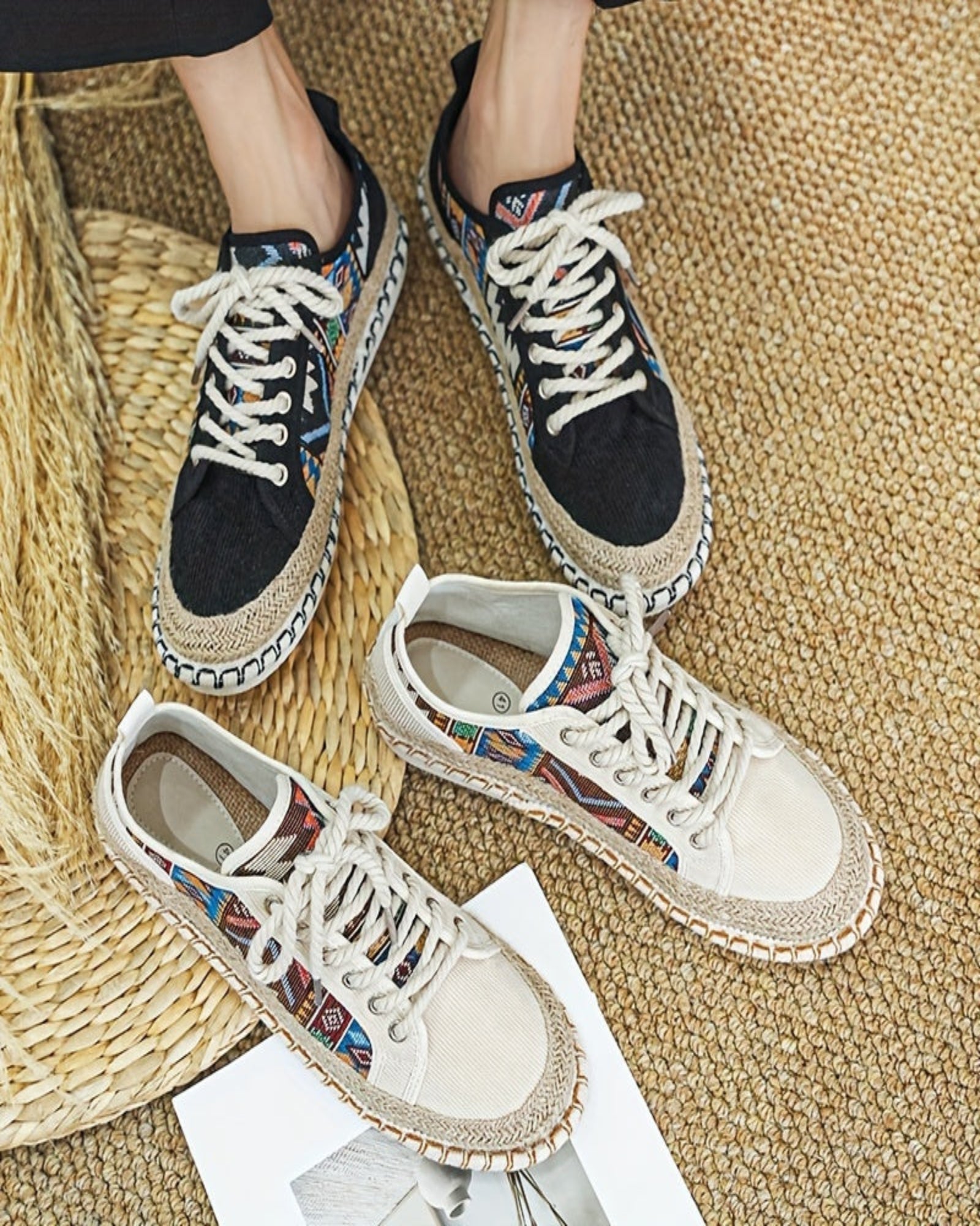 Lottie – Chic Boho Lace - Up Jute Espadrilles - Shoes - Boho Style