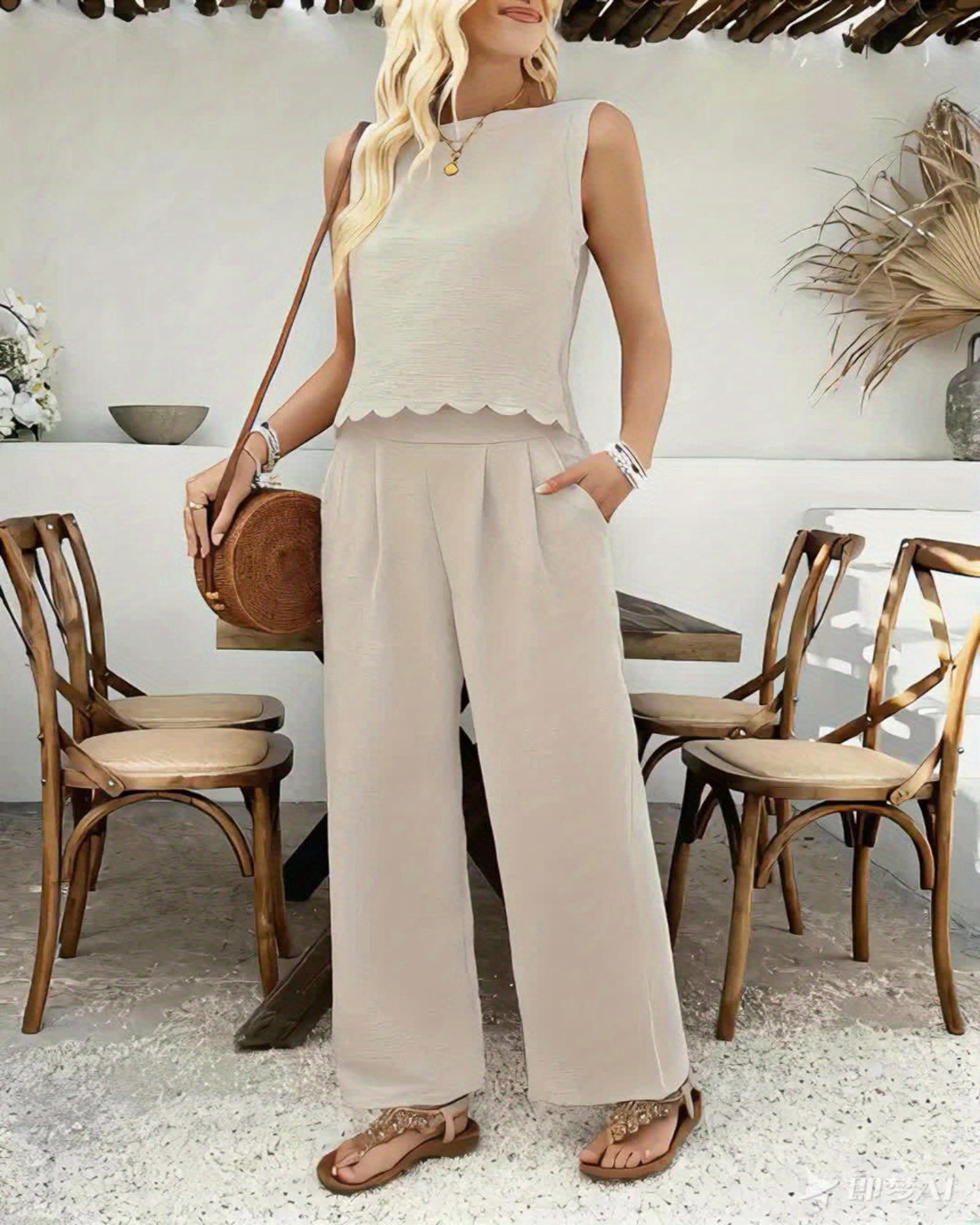 Lucy – Relaxed Fit Boho Ruffle Hem Two - Piece Set - Outfit Sets - Boho Style