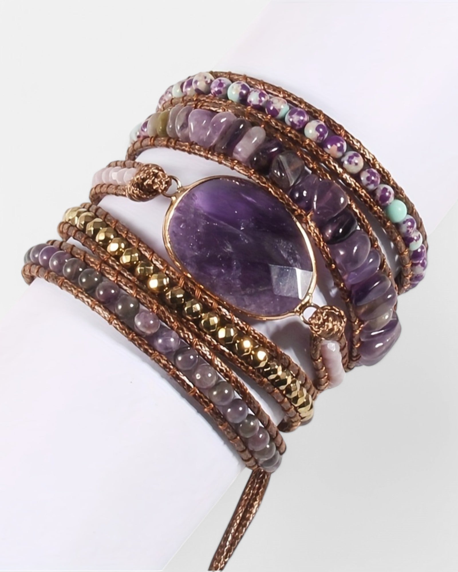 Luna – Boho 5 - Strand Natural Stone Wrap Bracelet - Bracelet - Boho Style
