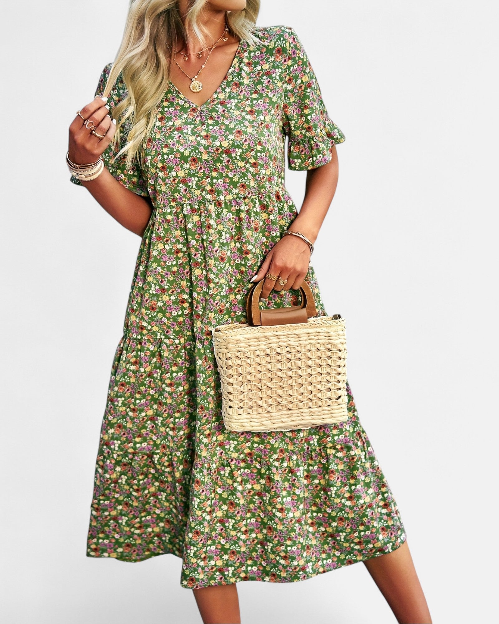 Luna – Plus - Size Bohemian V - Neck Floral Maxi Dress - Dress - Boho Style