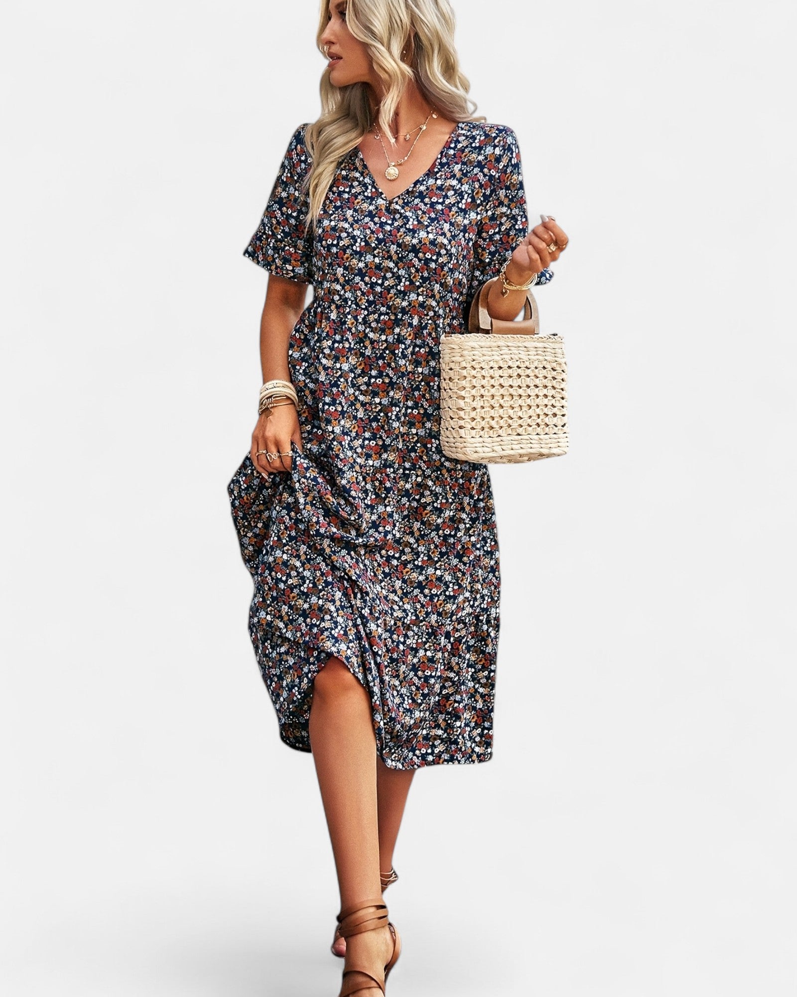 Luna – Plus - Size Bohemian V - Neck Floral Maxi Dress - Dress - Boho Style