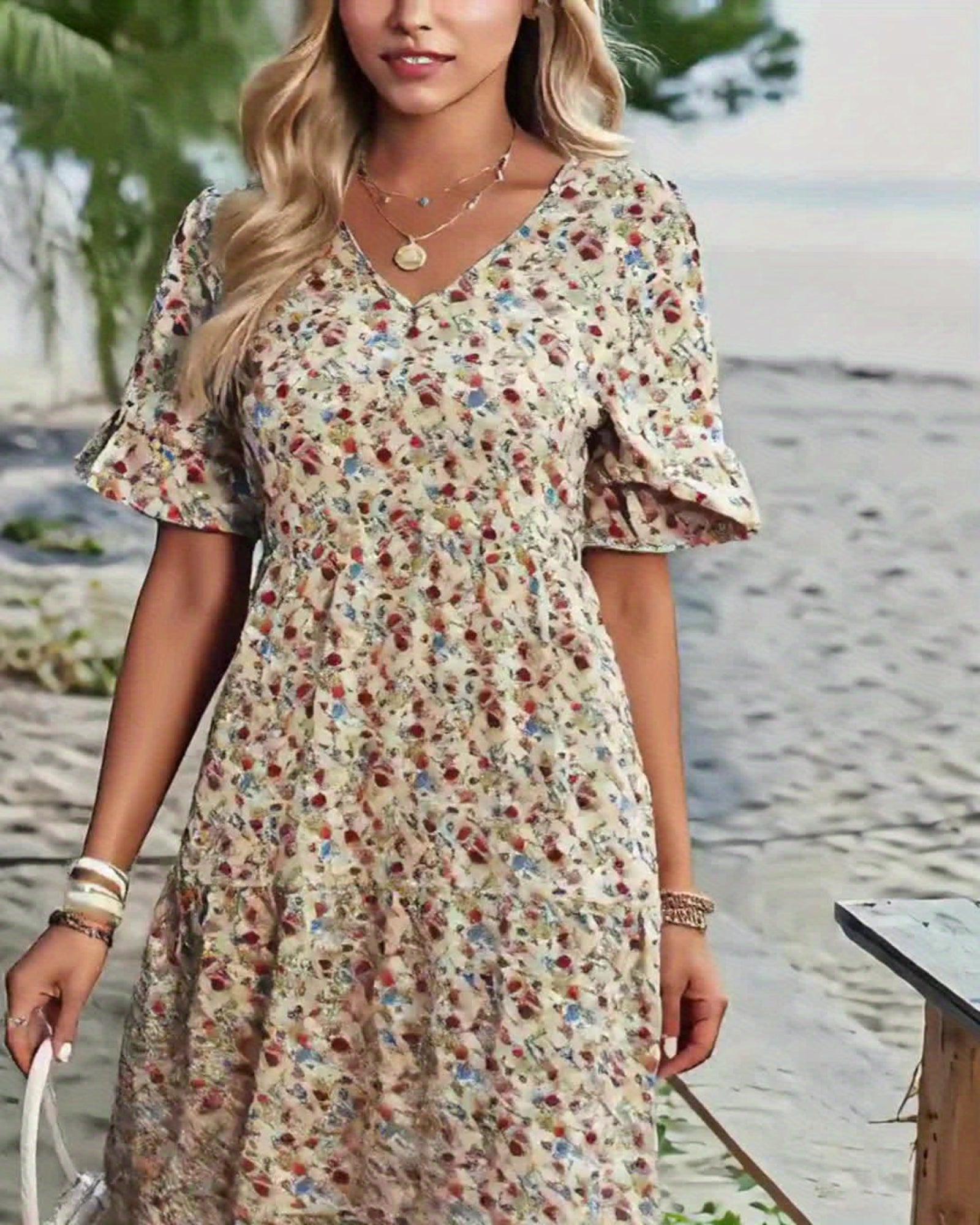 Luna – Plus - Size Bohemian V - Neck Floral Maxi Dress - Dress - Boho Style