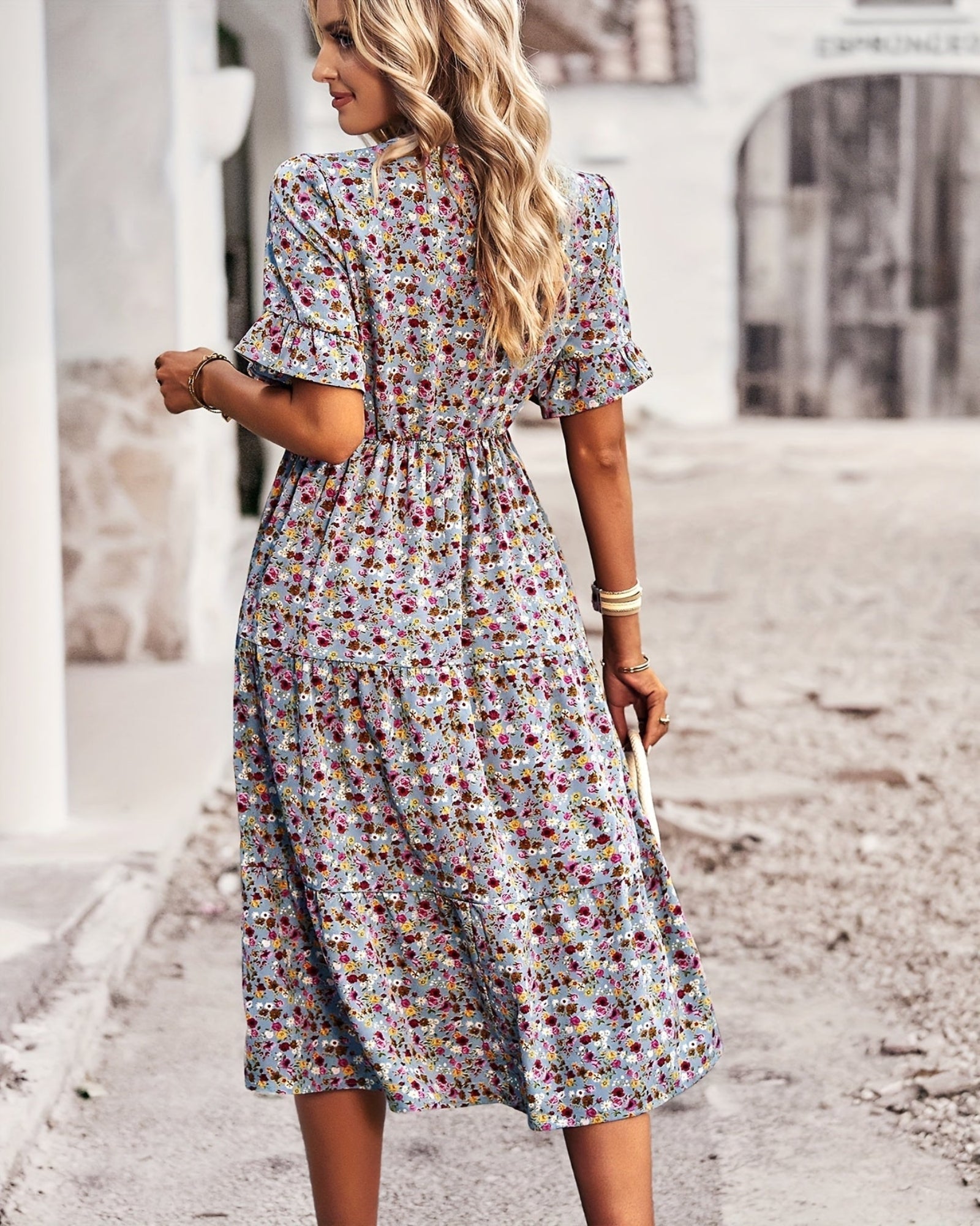 Luna – Plus - Size Bohemian V - Neck Floral Maxi Dress - Dress - Boho Style