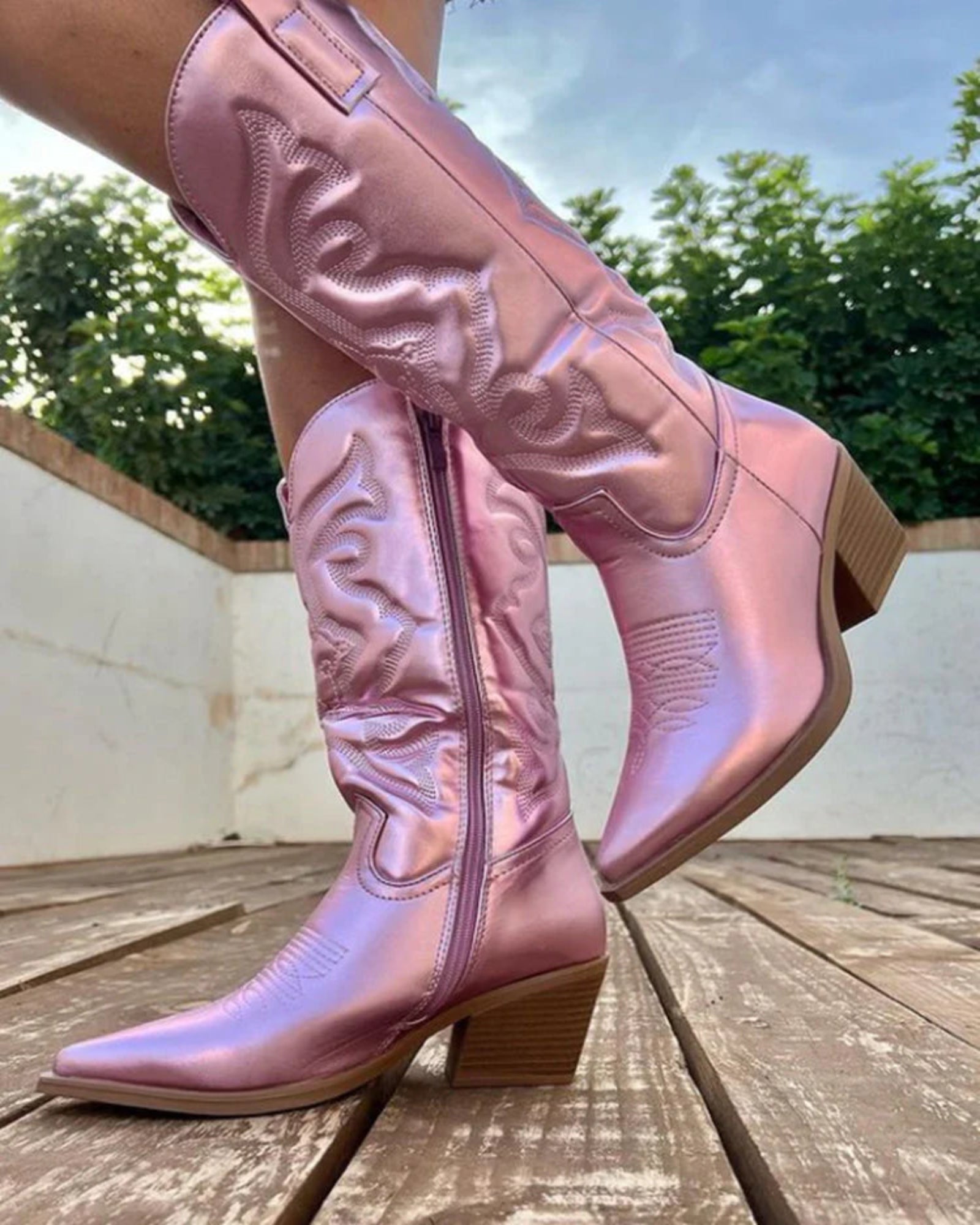 Mavis – Chic Metallic Boho Cowboy Boots - Boots - Boho Style