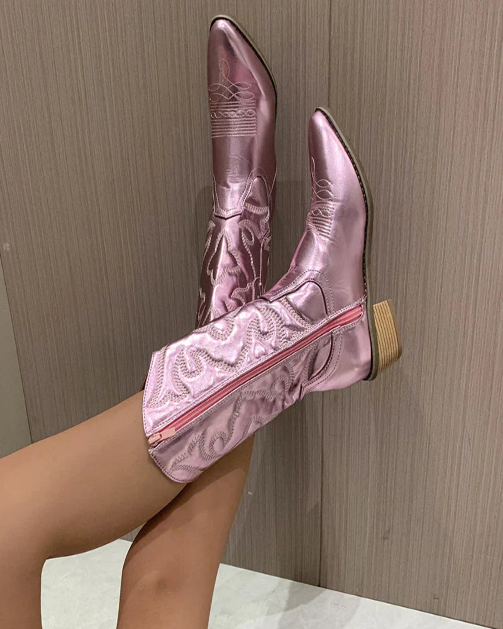 Mavis – Chic Metallic Boho Cowboy Boots - Boots - Boho Style