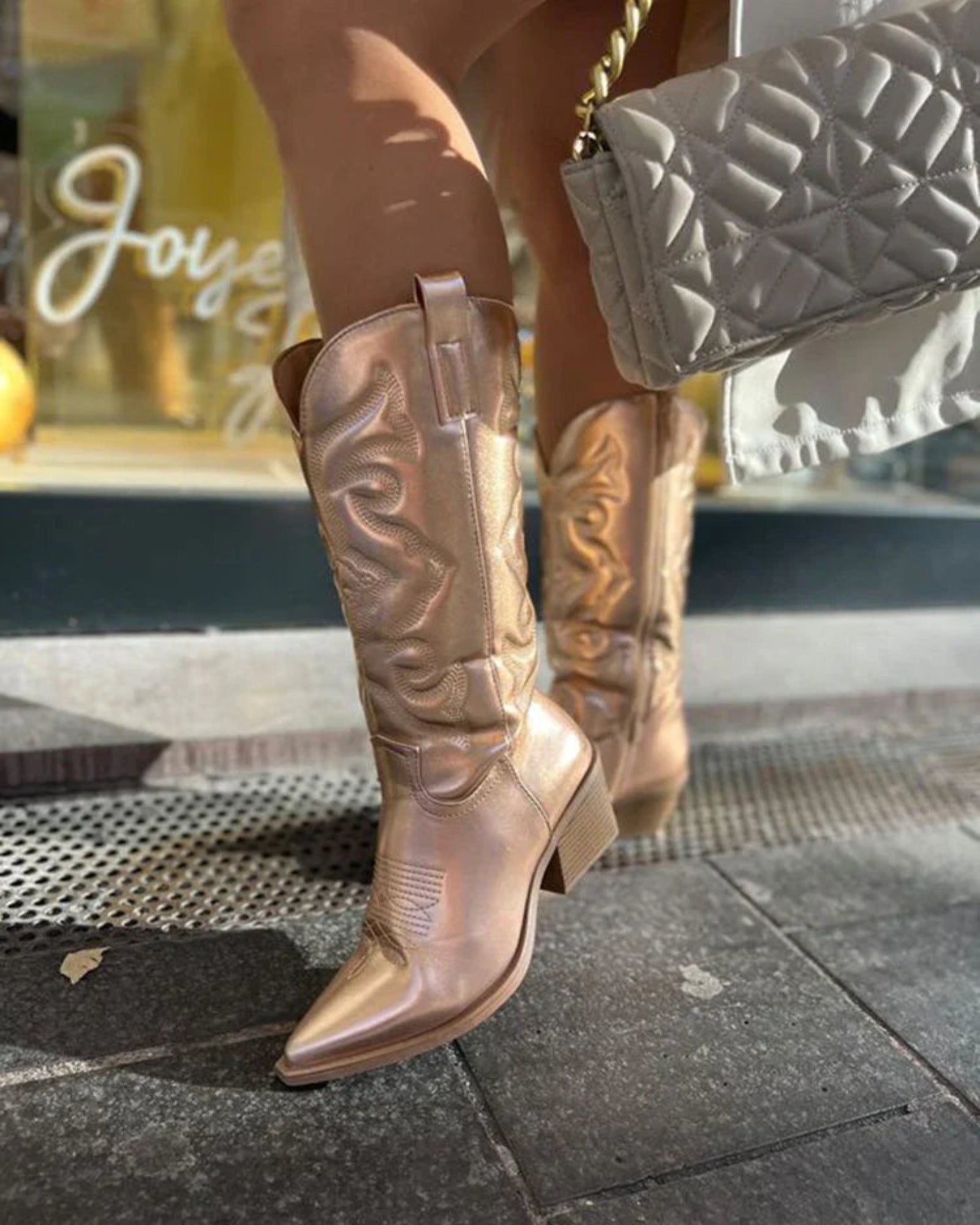 Mavis – Chic Metallic Boho Cowboy Boots - Boots - Boho Style