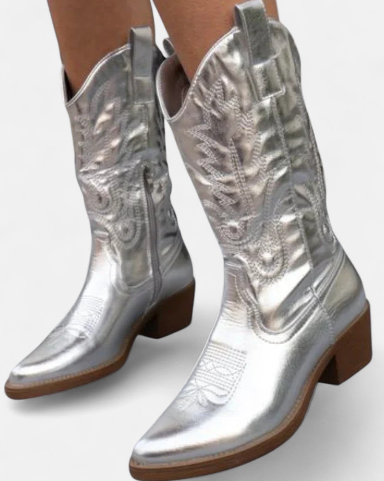 Mavis – Chic Metallic Boho Cowboy Boots - Boots - Boho Style
